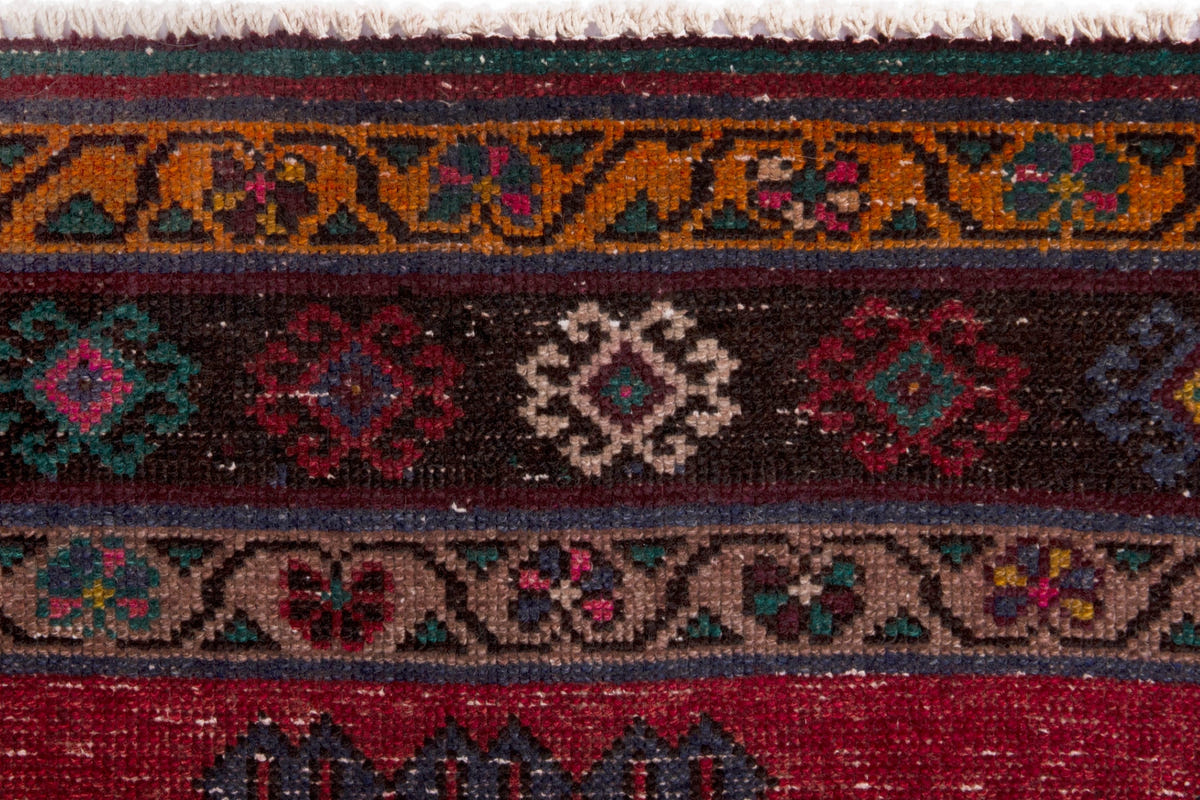 Persian Ghoochan area rug in faded red and black, view 12 of 21