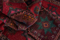 Persian Ghoochan area rug in faded red and black, view 19 of 21