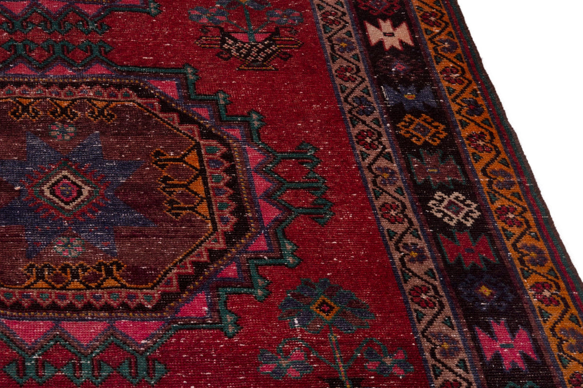Persian Ghoochan area rug in faded red and black, view 8 of 21
