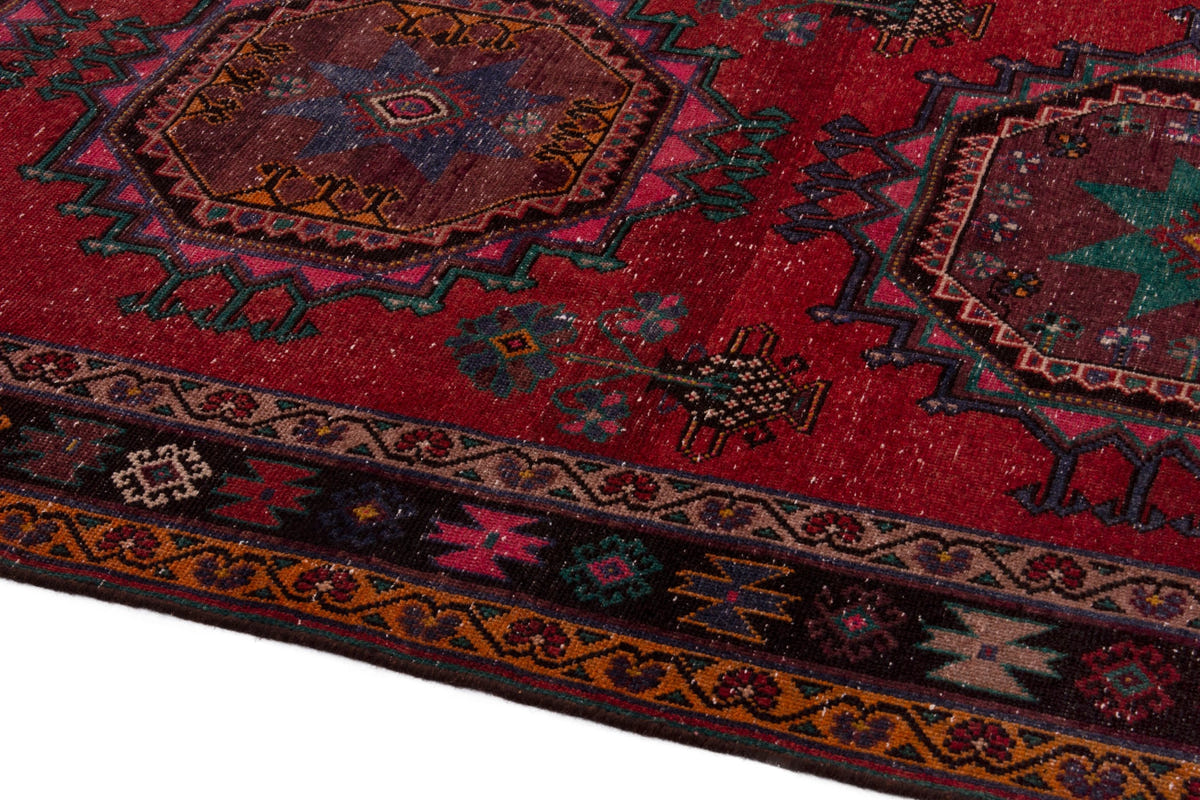 Persian Ghoochan area rug in faded red and black, view 9 of 21