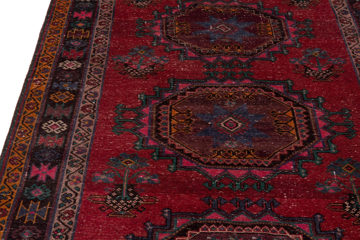 Persian Ghoochan area rug in faded red and black, view 10 of 21