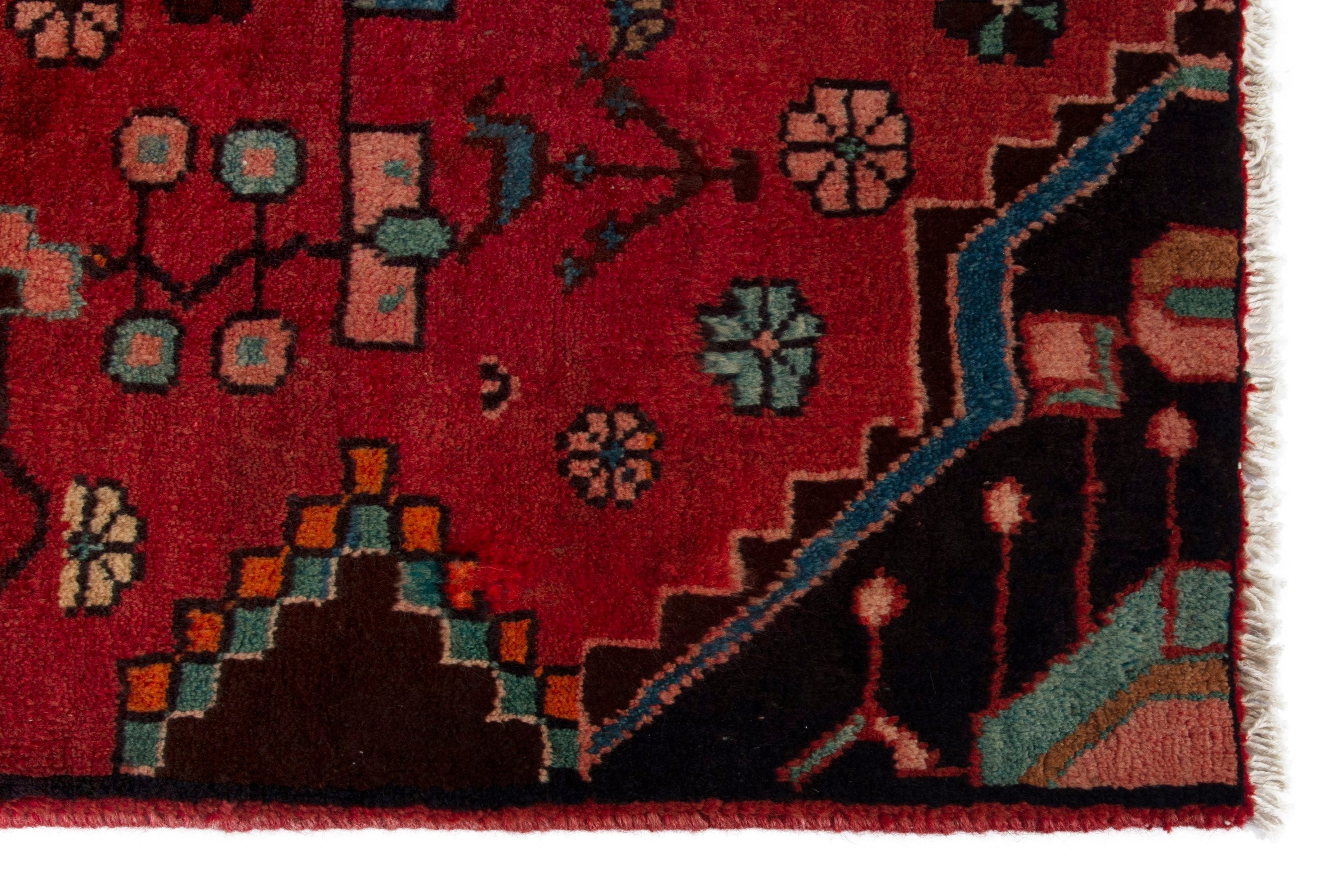 Persian Lori area rug in deep red and dark brown, view 10 of 18
