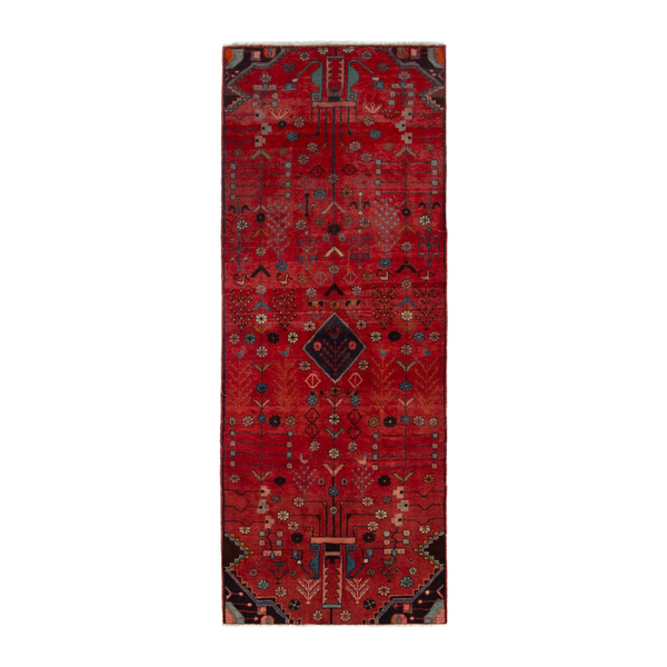 Persian Lori runner rug in deep red and dark brown, 4'1" x 10'2"
