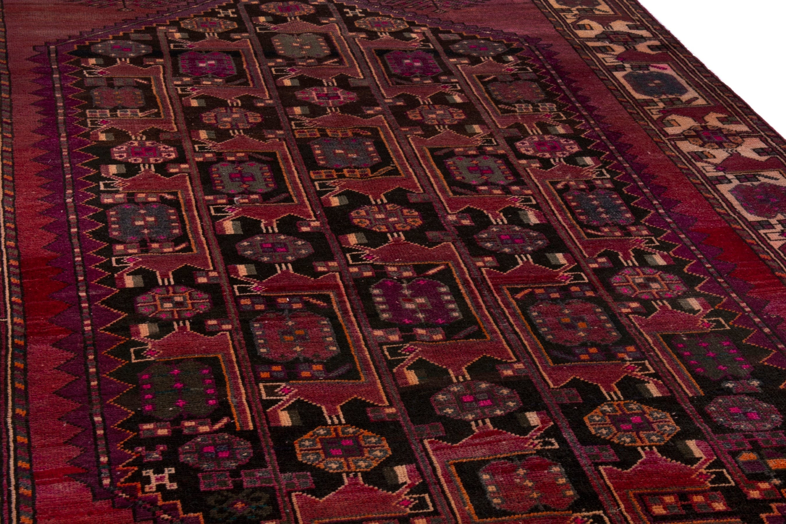 Persian Baluch area rug in burgundy and deep red, view 8 of 19