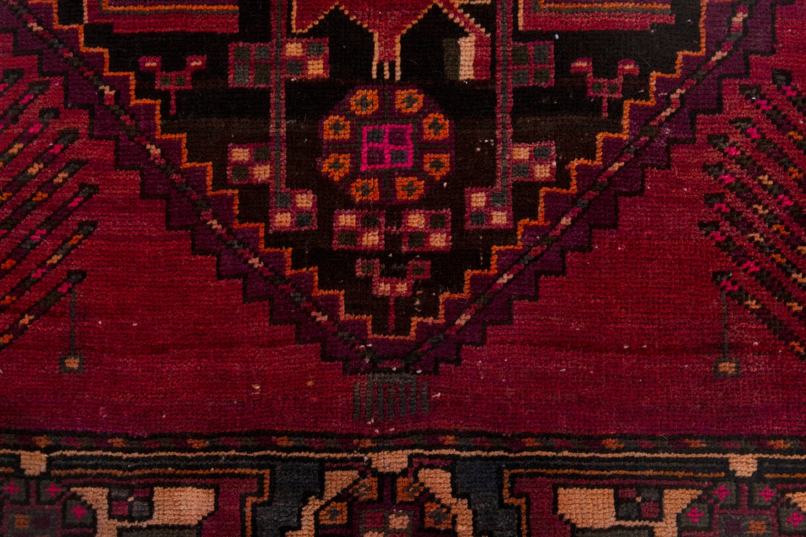 Persian Baluch area rug in burgundy and deep red, view 11 of 19