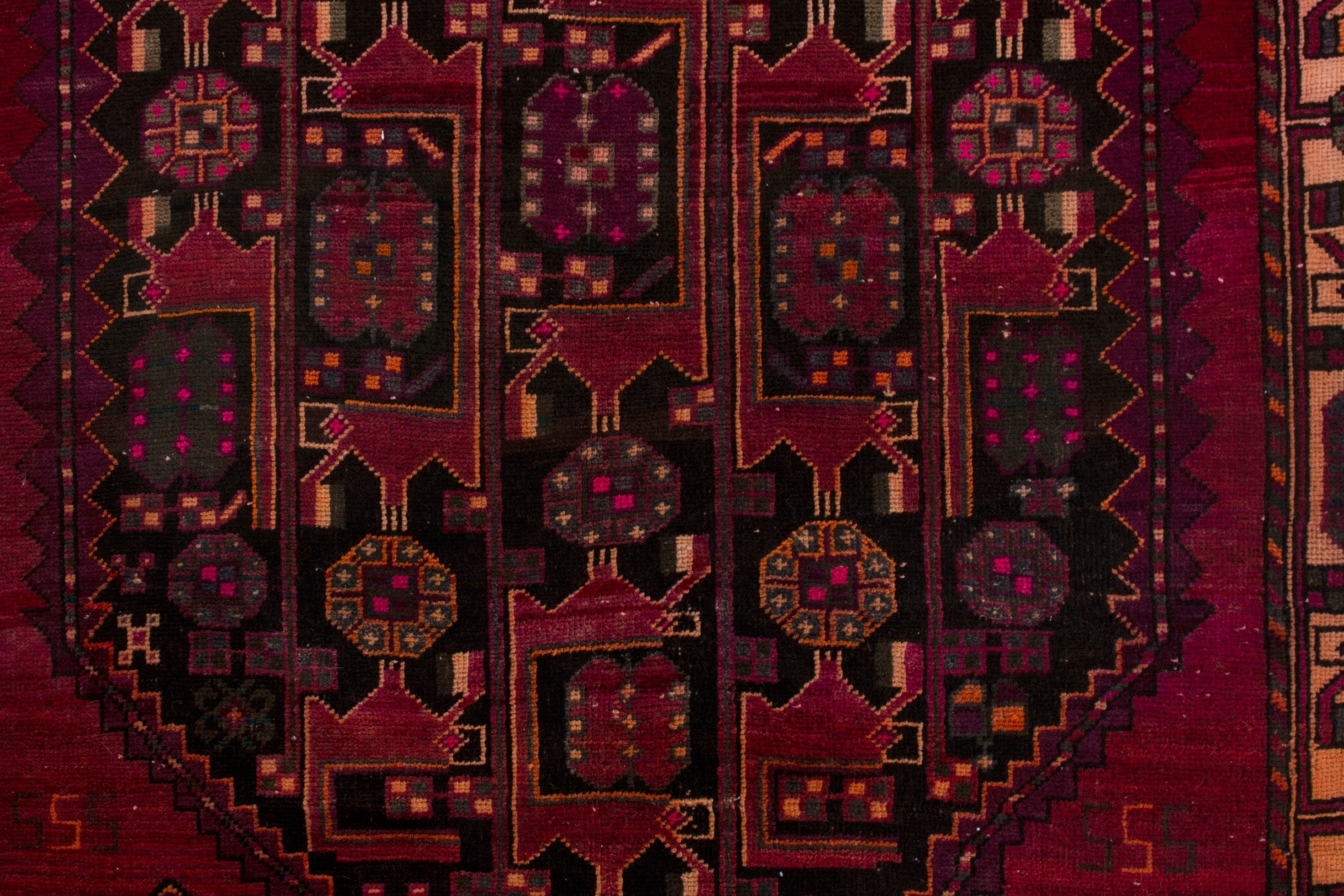 Persian Baluch area rug in burgundy and deep red, view 12 of 19