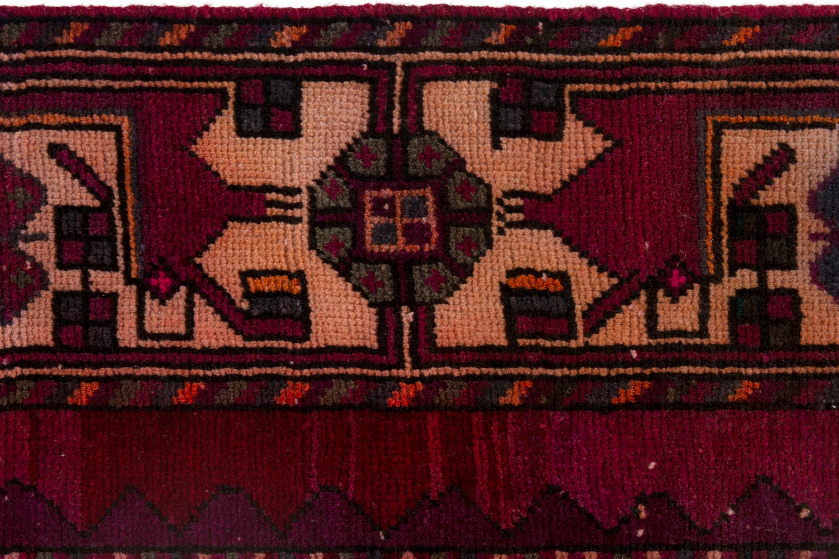 Persian Baluch area rug in burgundy and deep red, view 13 of 19