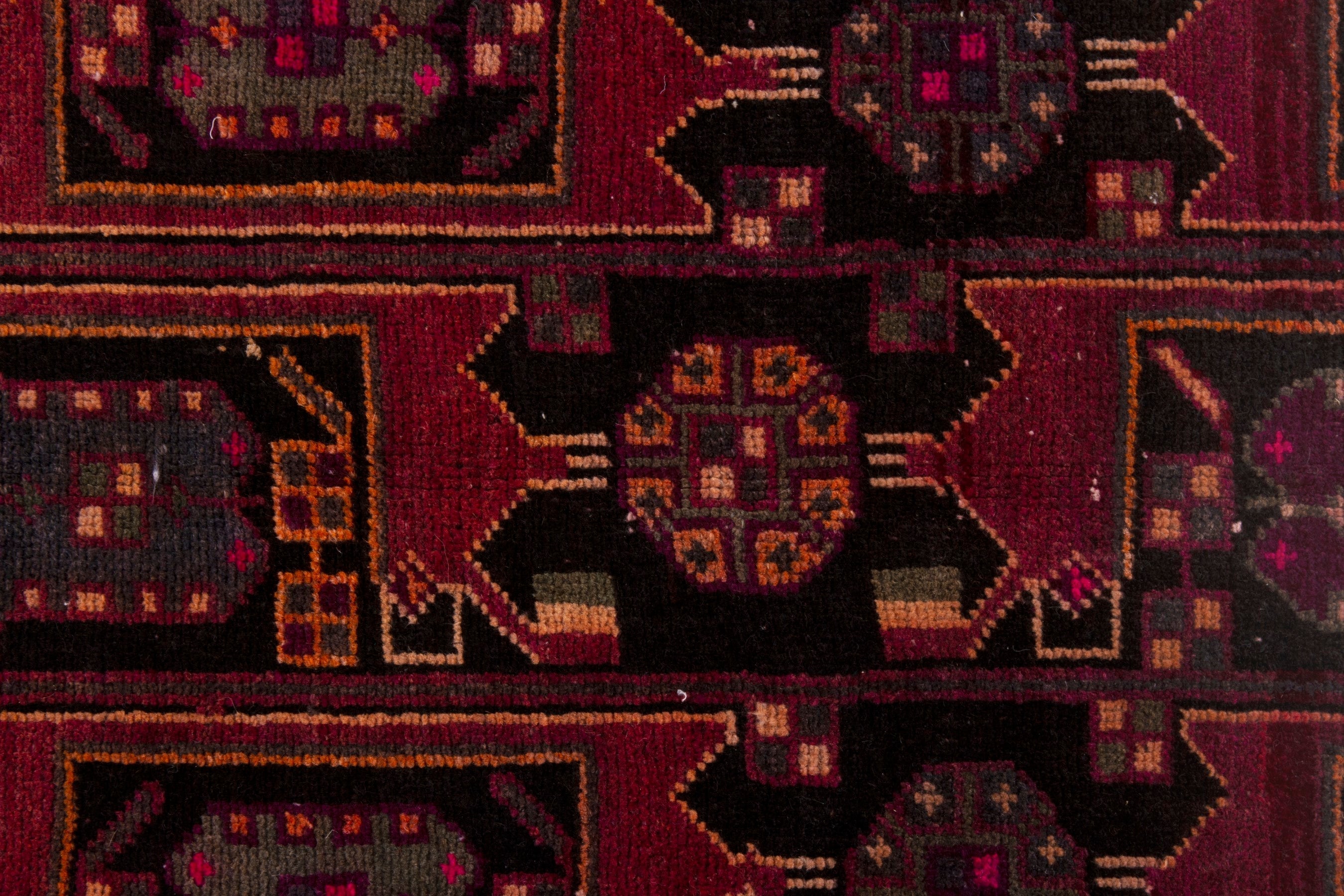 Persian Baluch area rug in burgundy and deep red, view 15 of 19