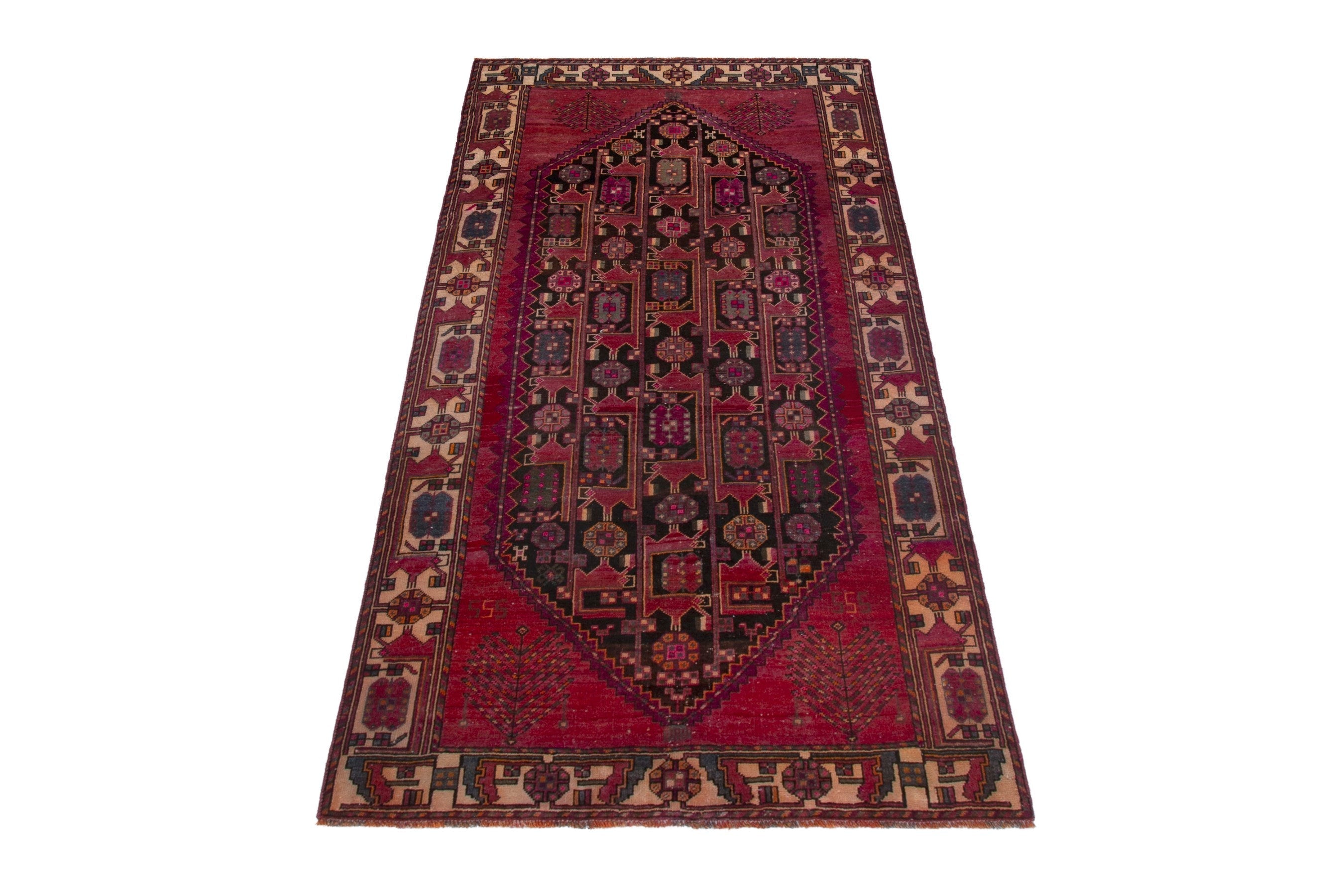 Persian Baluch area rug in burgundy and deep red, view 2 of 19