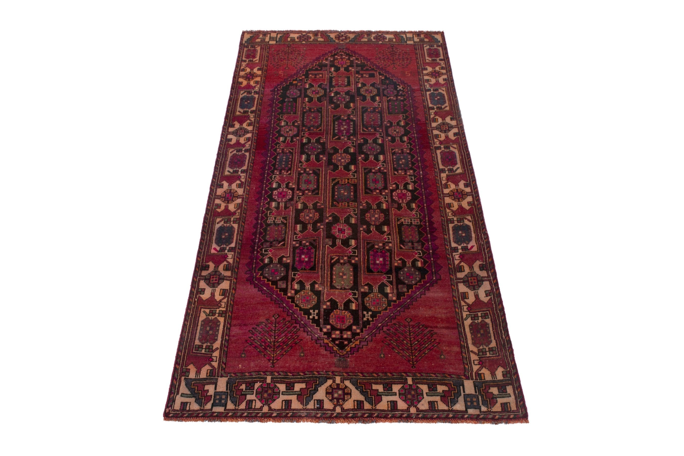 Persian Baluch area rug in burgundy and deep red, view 3 of 19