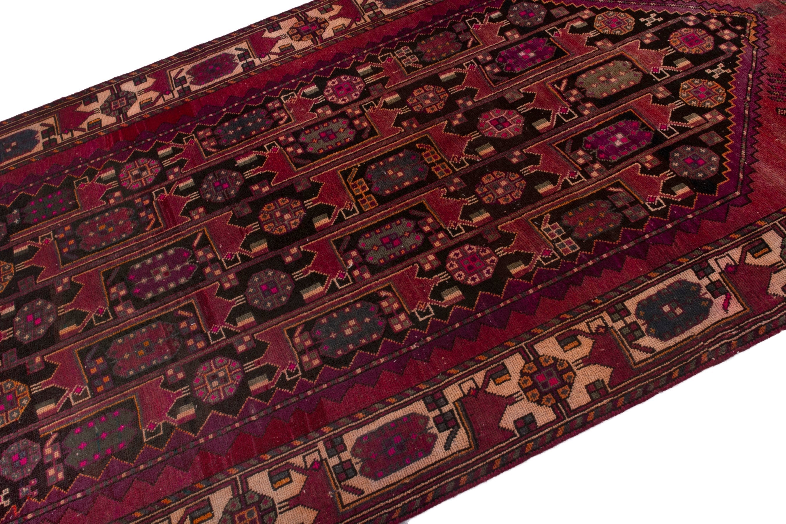Persian Baluch area rug in burgundy and deep red, view 4 of 19