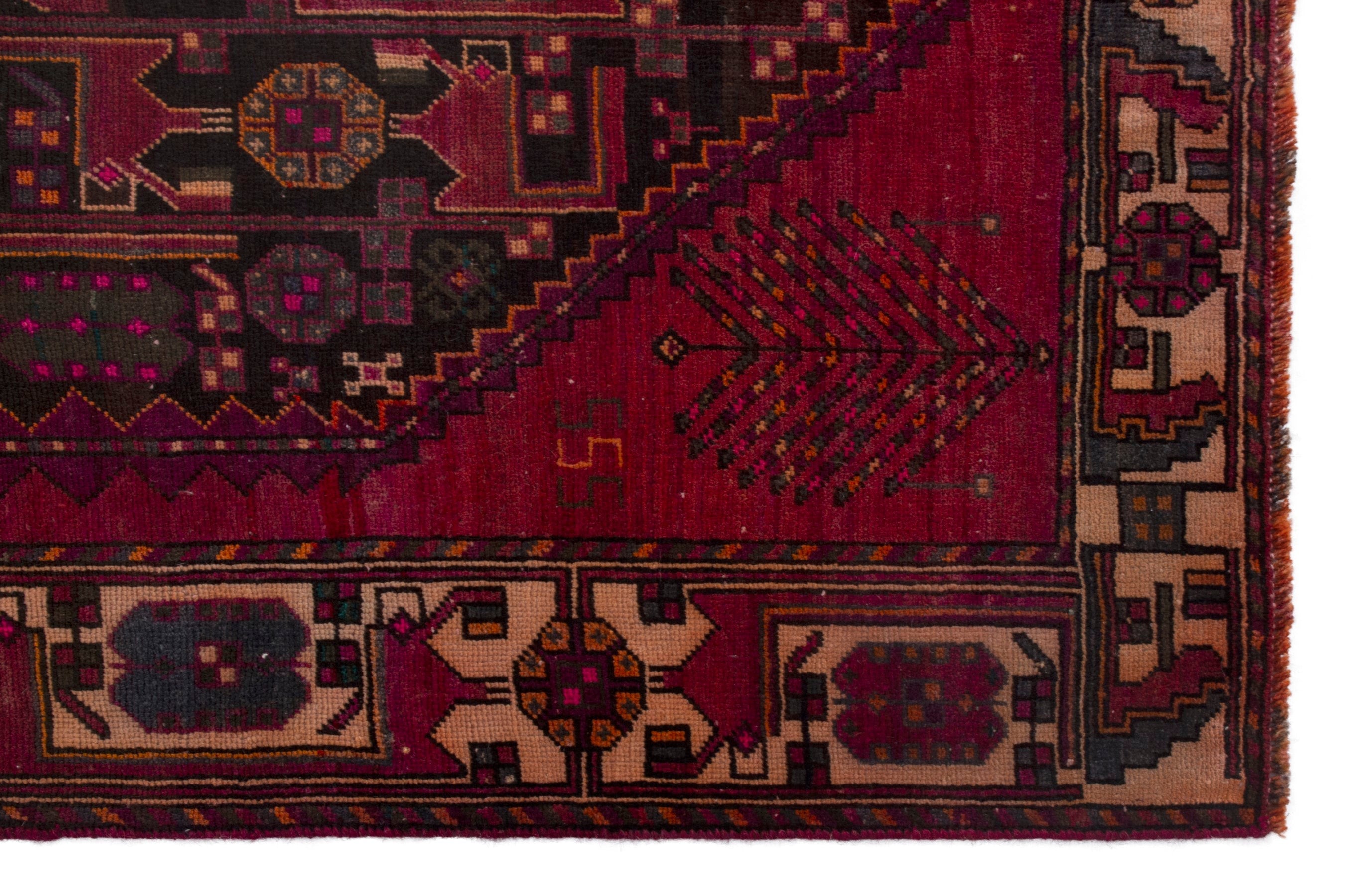 Persian Baluch area rug in burgundy and deep red, view 10 of 19