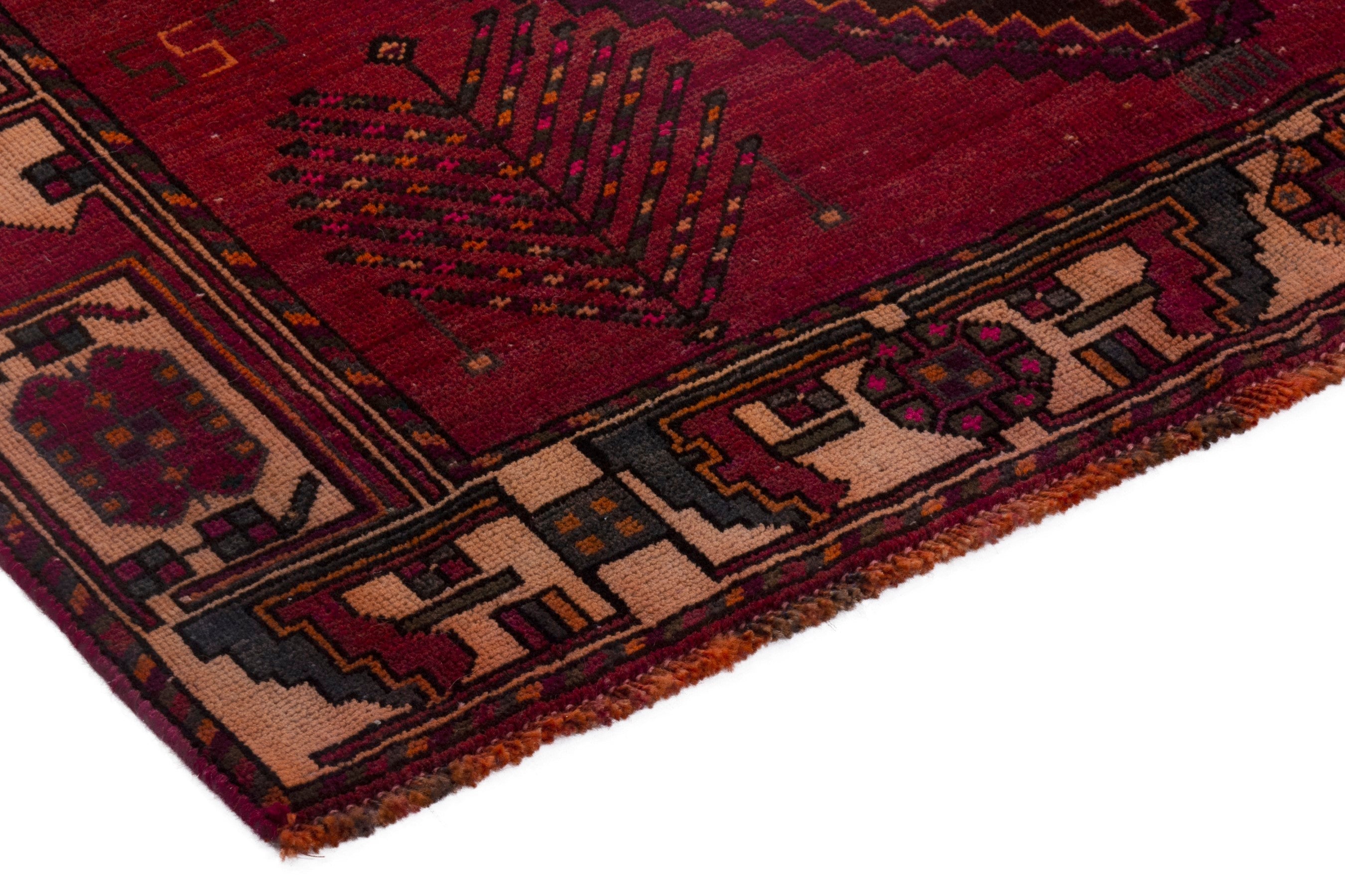 Persian Baluch area rug in burgundy and deep red, view 5 of 19