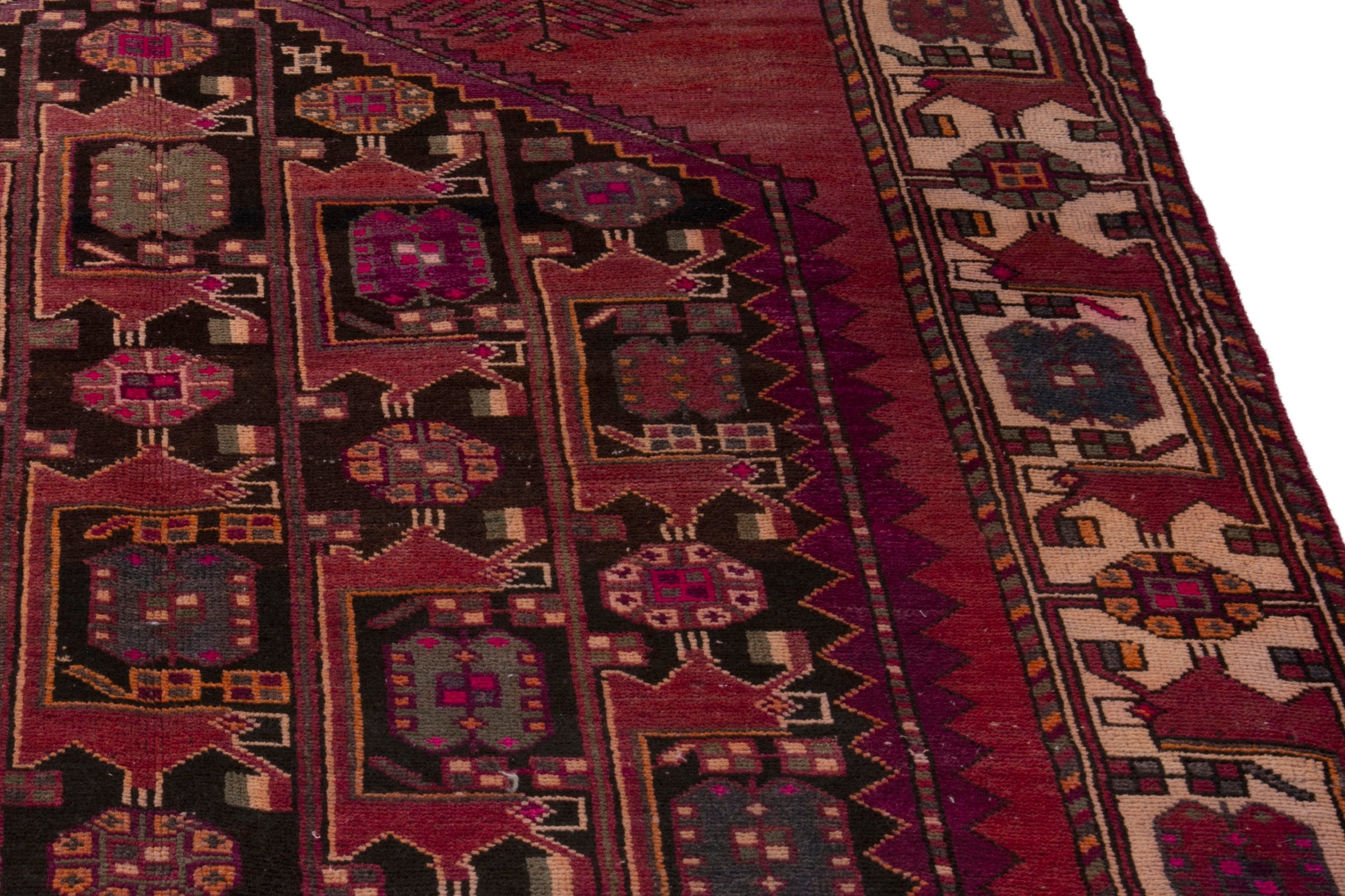 Persian Baluch area rug in burgundy and deep red, view 9 of 19
