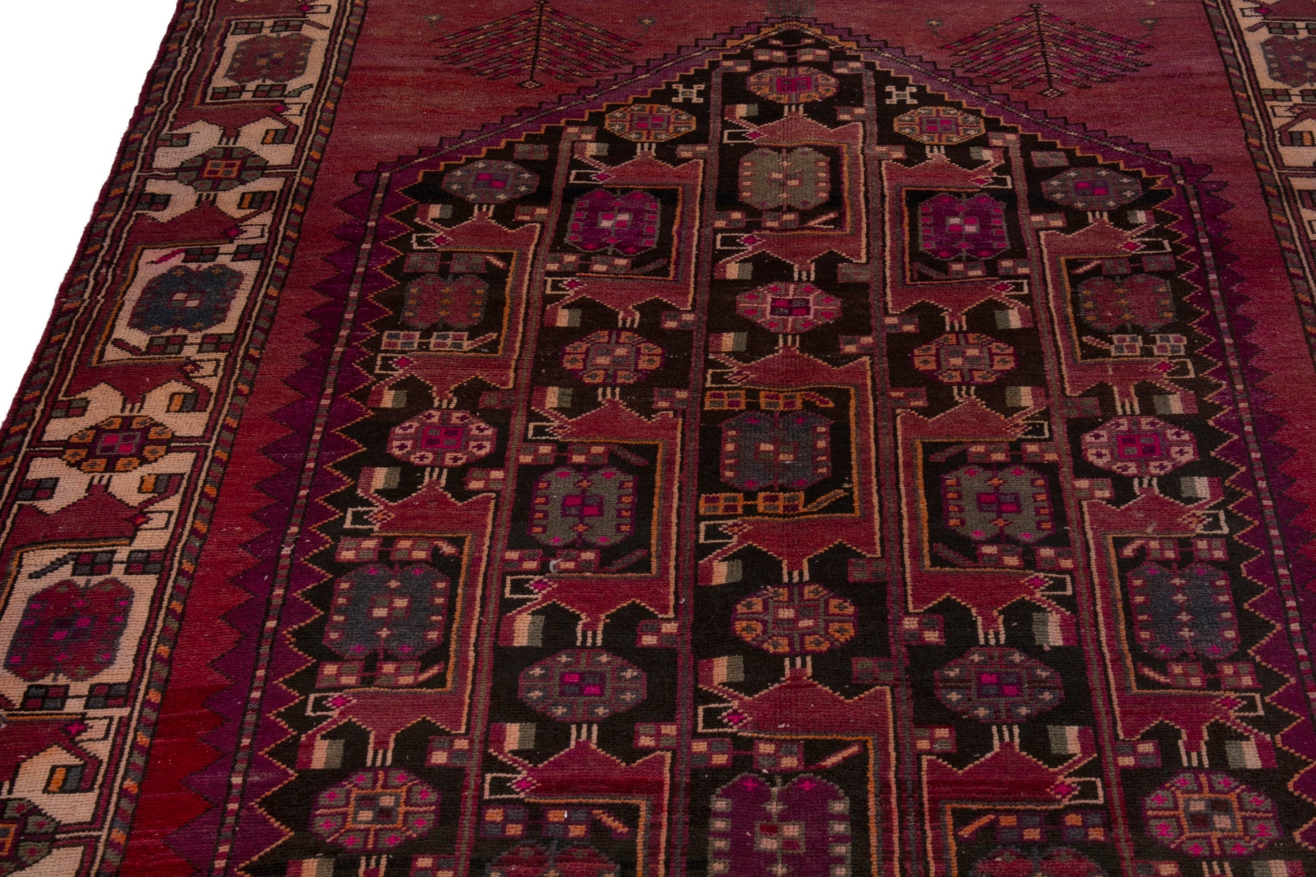 Persian Baluch area rug in burgundy and deep red, view 7 of 19