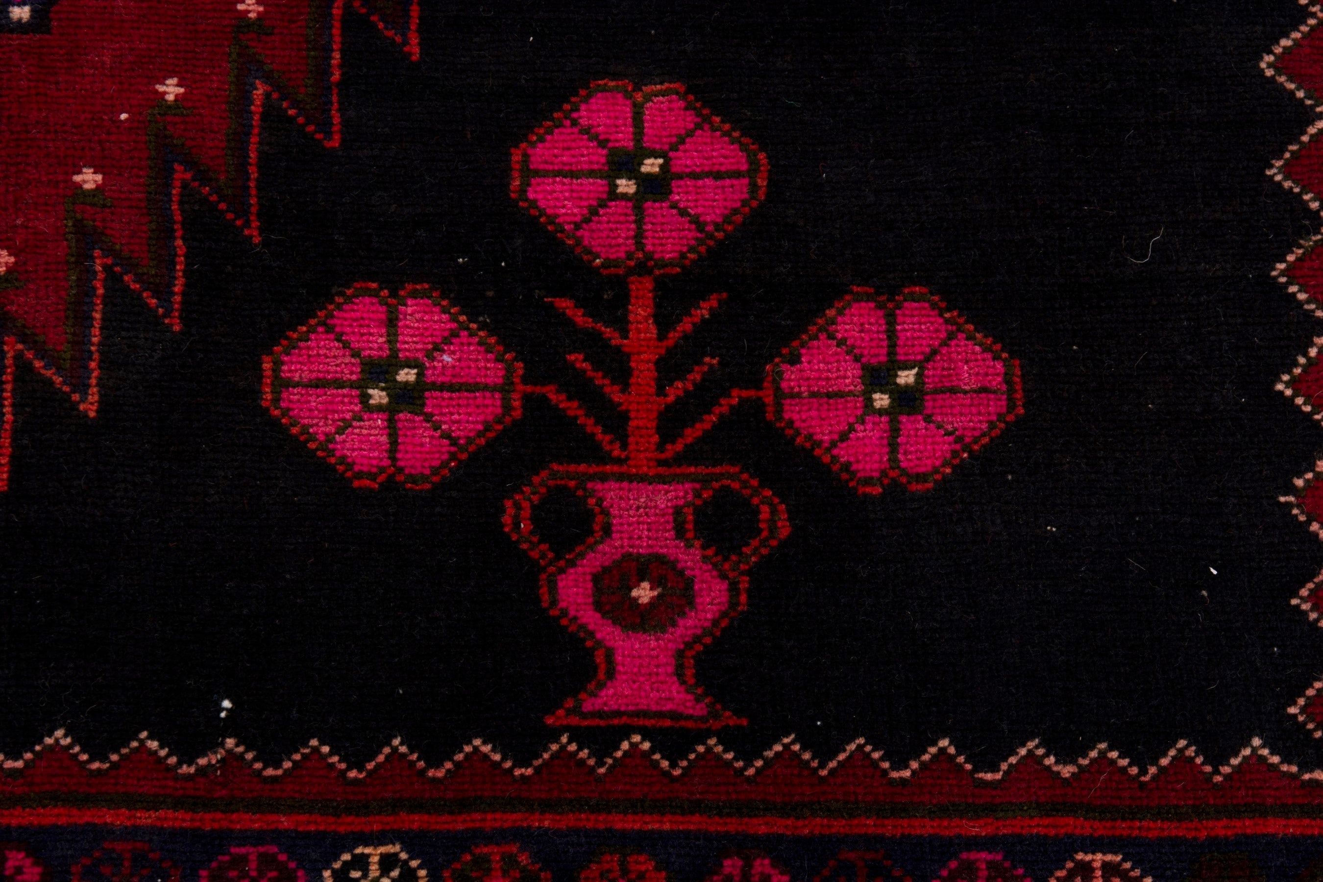 Persian Saveh area rug in dark blue and deep red, view 11 of 18