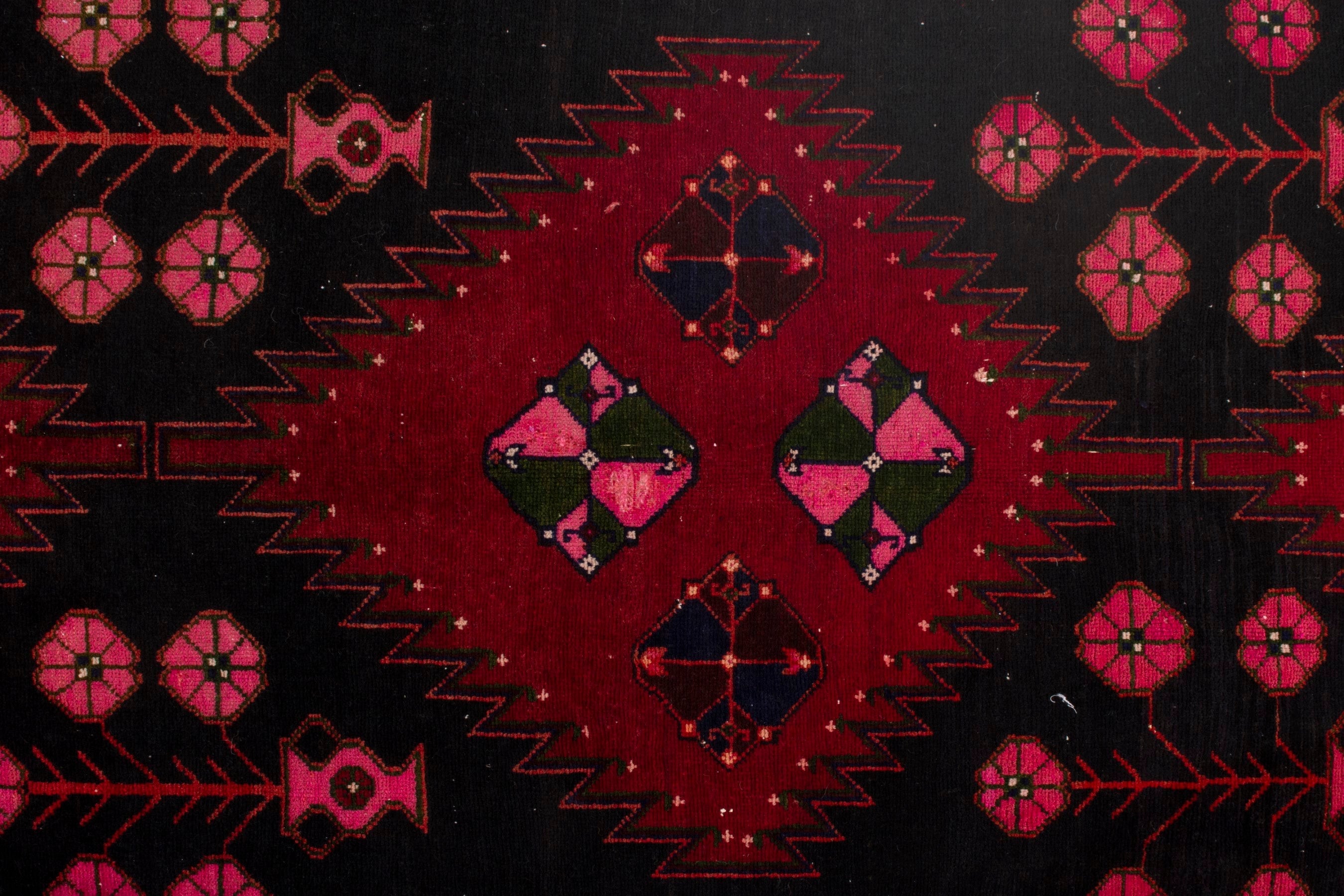 Persian Saveh area rug in dark blue and deep red, view 12 of 18