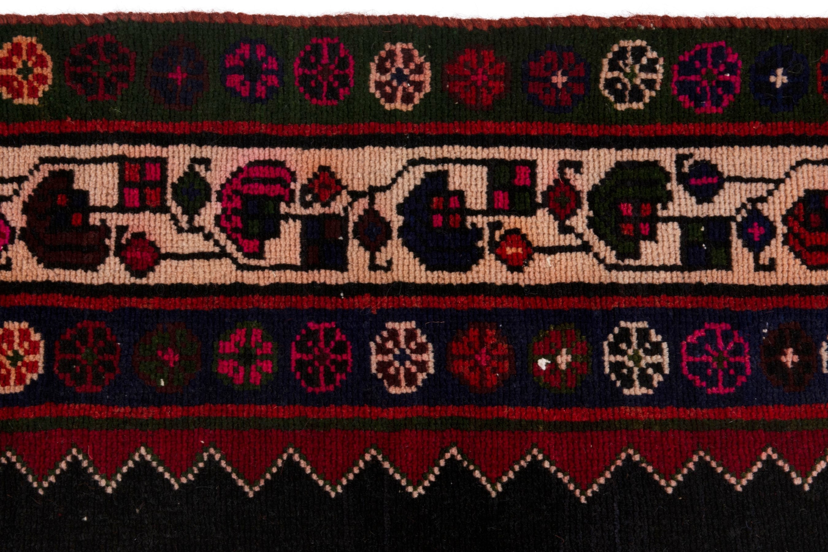 Persian Saveh area rug in dark blue and deep red, view 13 of 18