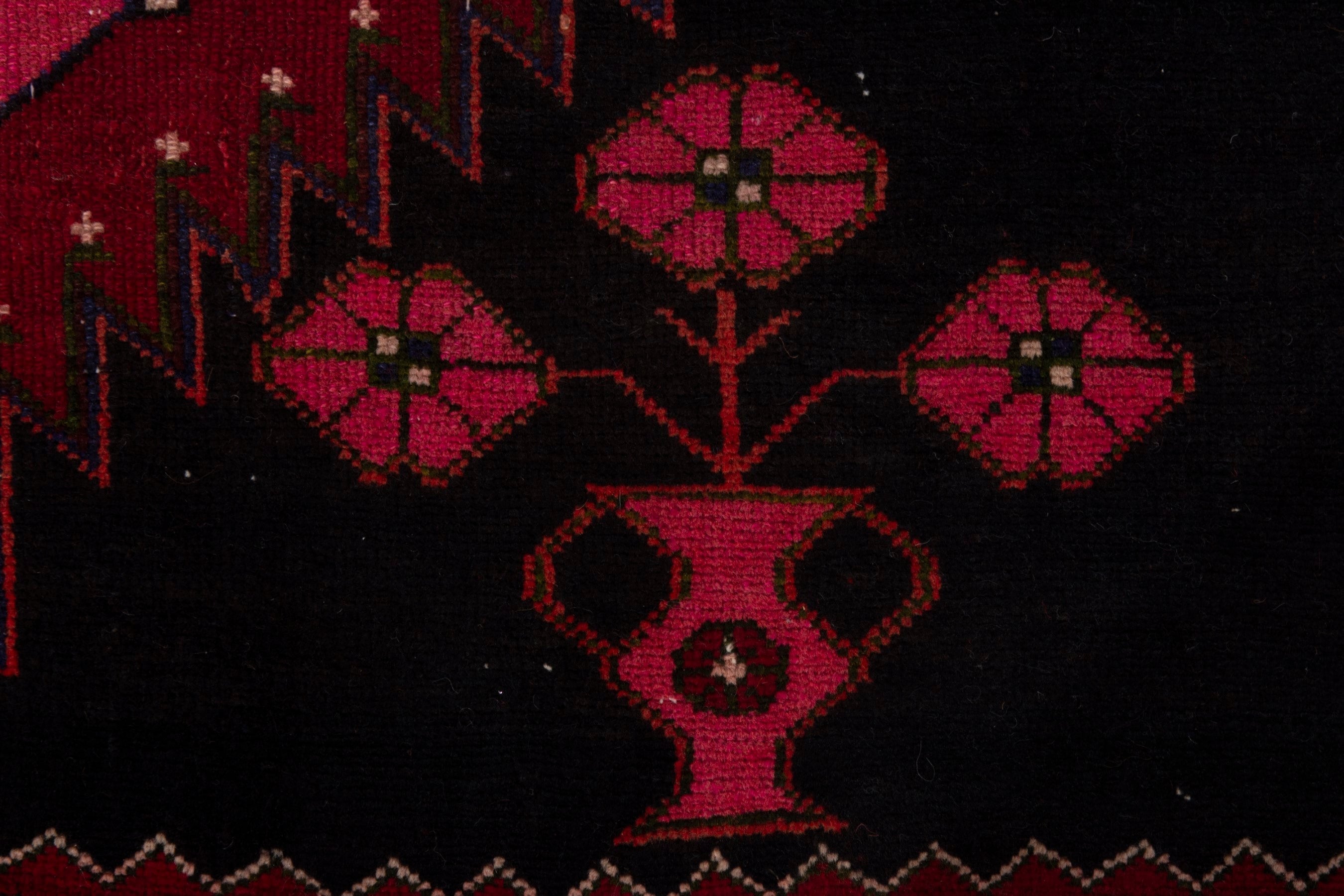 Persian Saveh area rug in dark blue and deep red, view 14 of 18