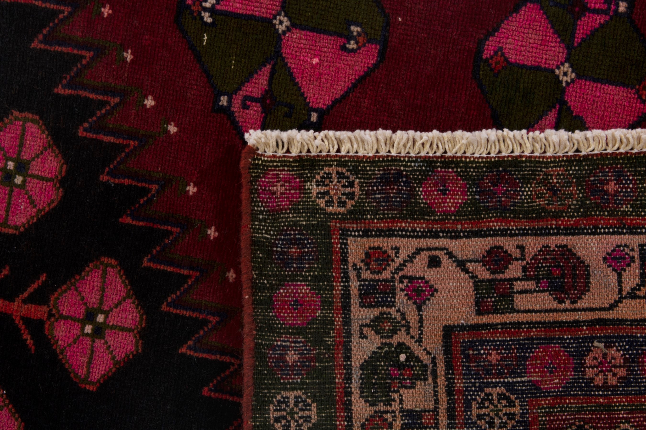 Persian Saveh area rug in dark blue and deep red, view 18 of 18