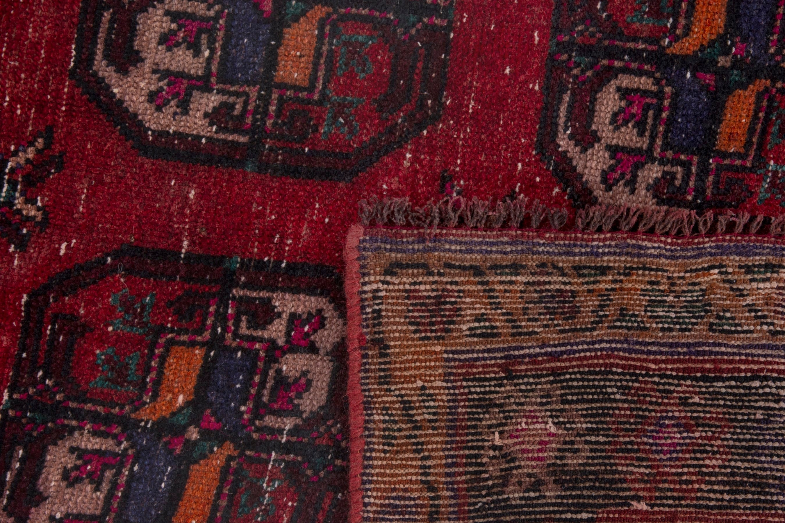 Persian Ghoochan area rug in deep red and dark brown, view 18 of 18