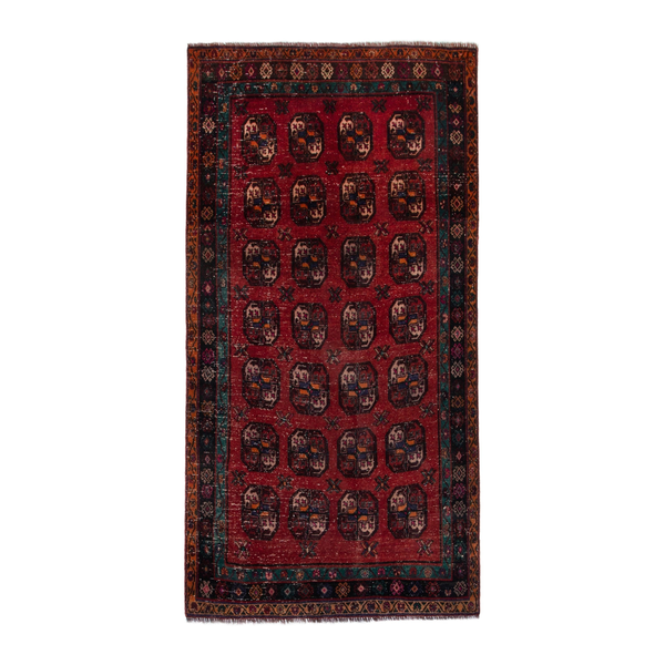 Persian Ghoochan area rug in deep red and dark brown, 4'11" x 7'10"