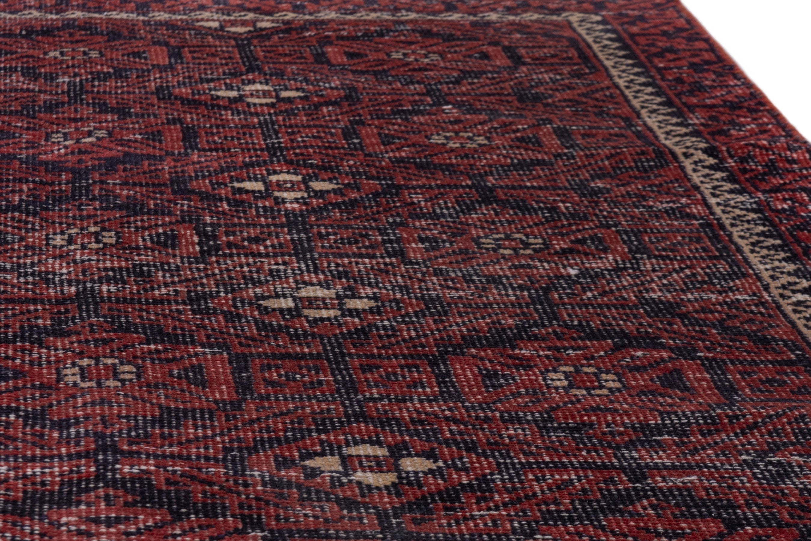 Persian Baluch runner rug in burgundy and cream, view 8 of 17