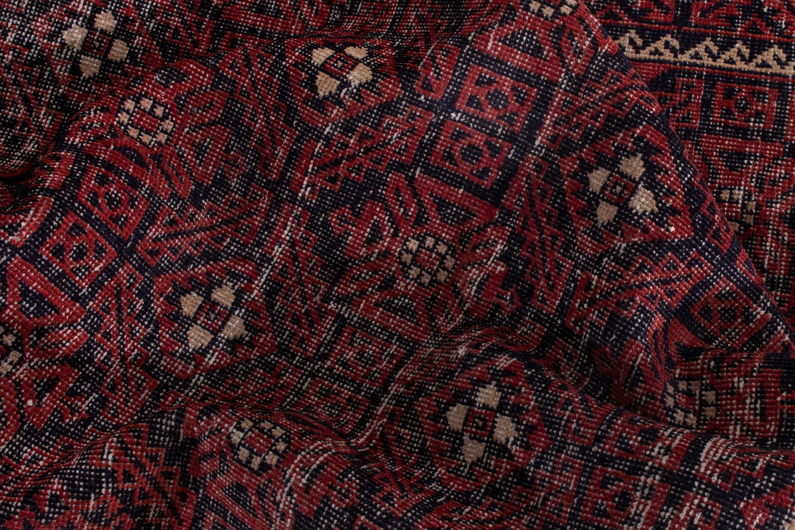 Persian Baluch runner rug in burgundy and cream, view 15 of 17