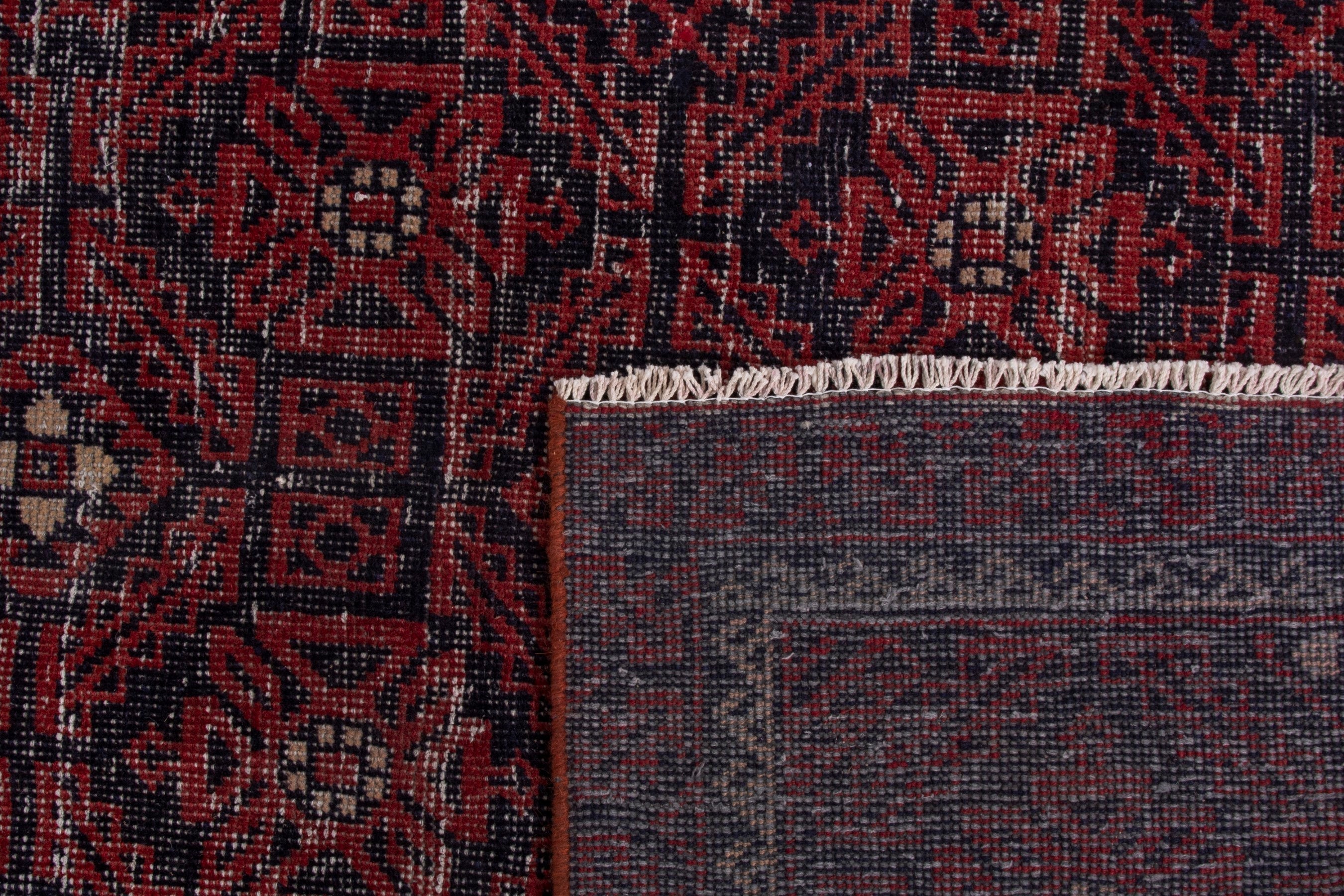 Persian Baluch runner rug in burgundy and cream, view 17 of 17