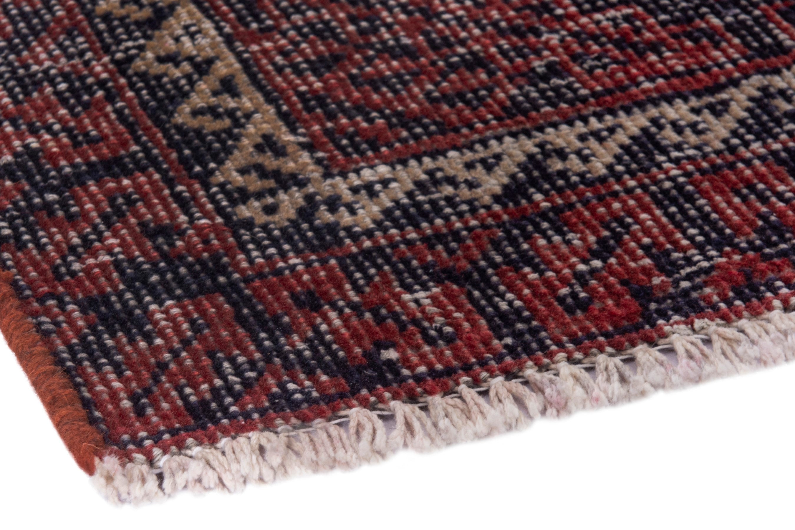 Persian Baluch runner rug in burgundy and cream, view 5 of 17