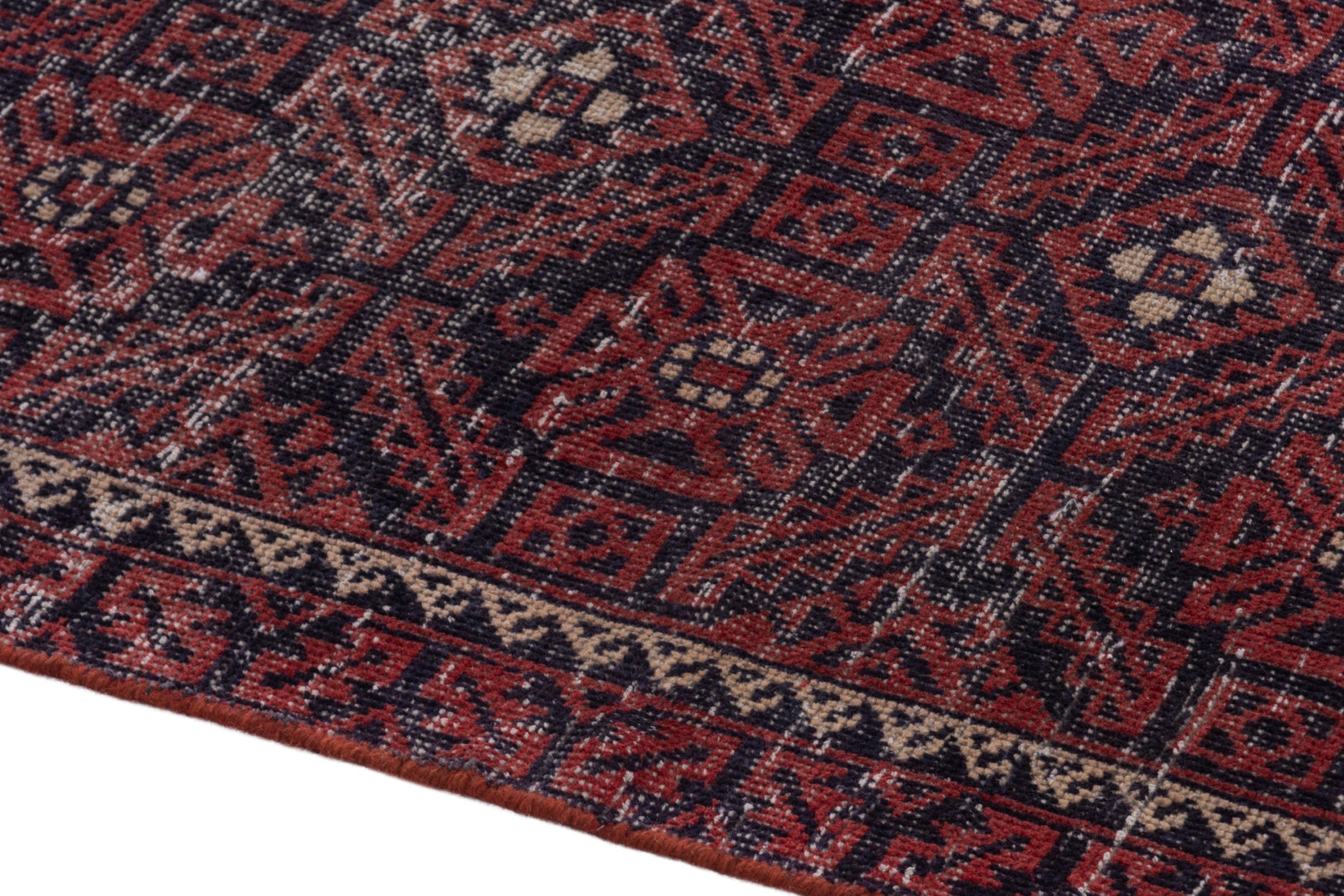 Persian Baluch runner rug in burgundy and cream, view 6 of 17