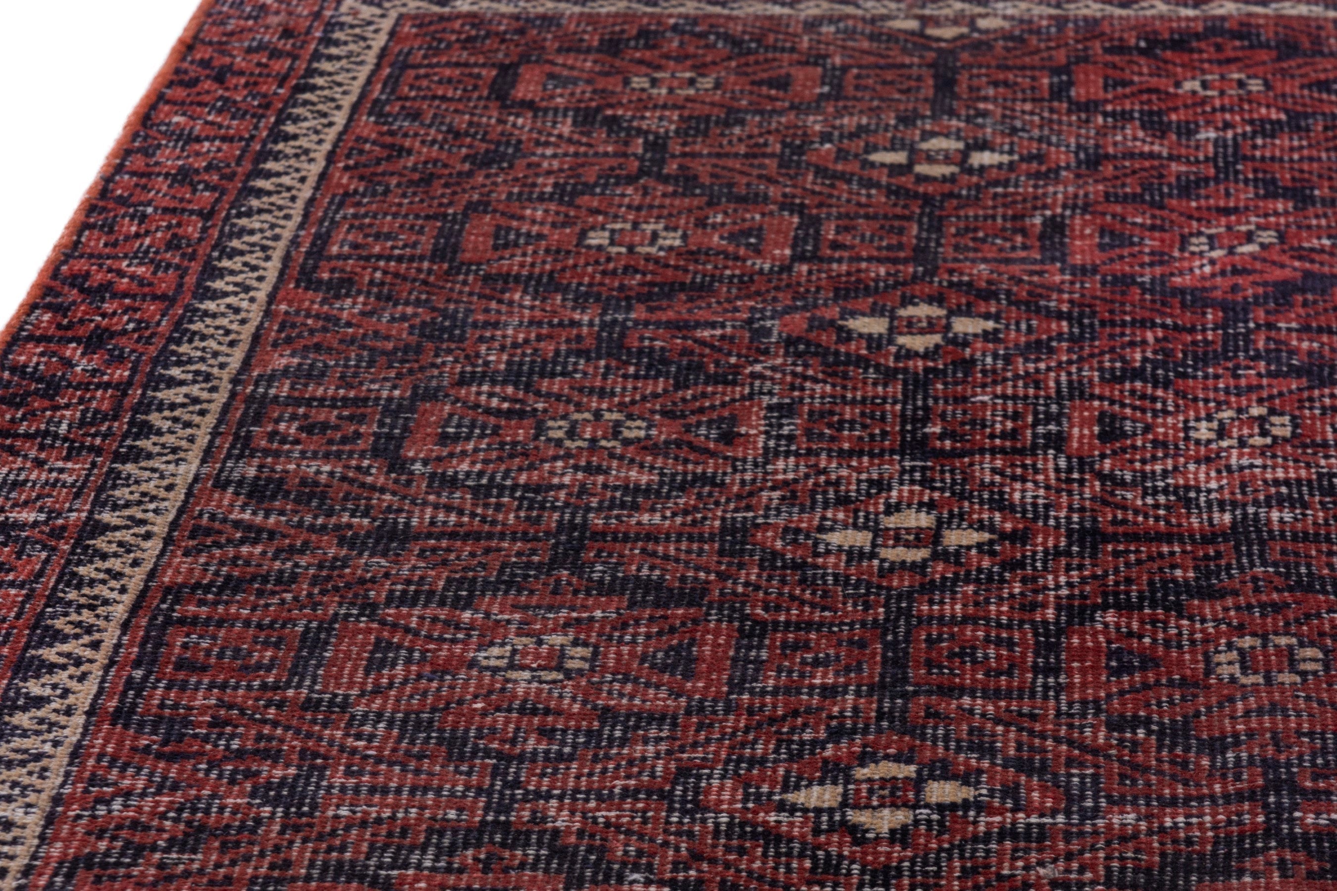 Persian Baluch runner rug in burgundy and cream, view 7 of 17