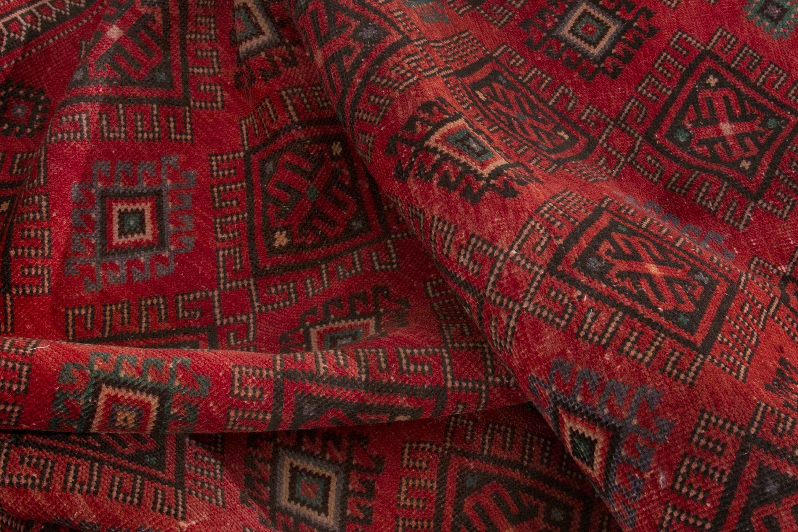 Persian Ghoochan runner rug in deep red and burgundy, view 16 of 17