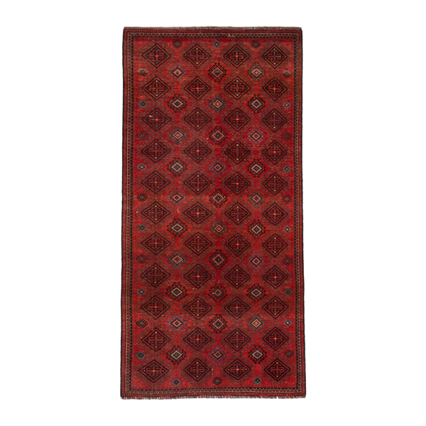 Persian Ghoochan runner rug in deep red and burgundy, 3'9" x 8'8"