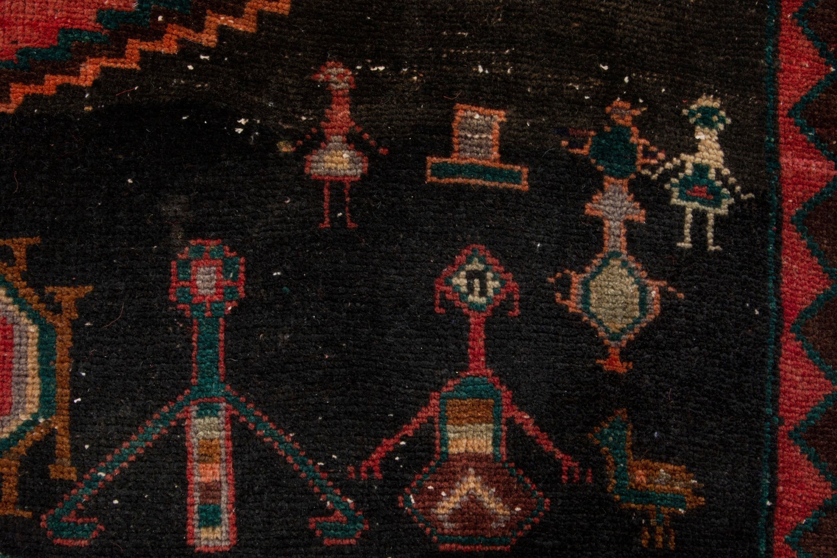 Persian Hamedan area rug in rust and navy, view 11 of 19