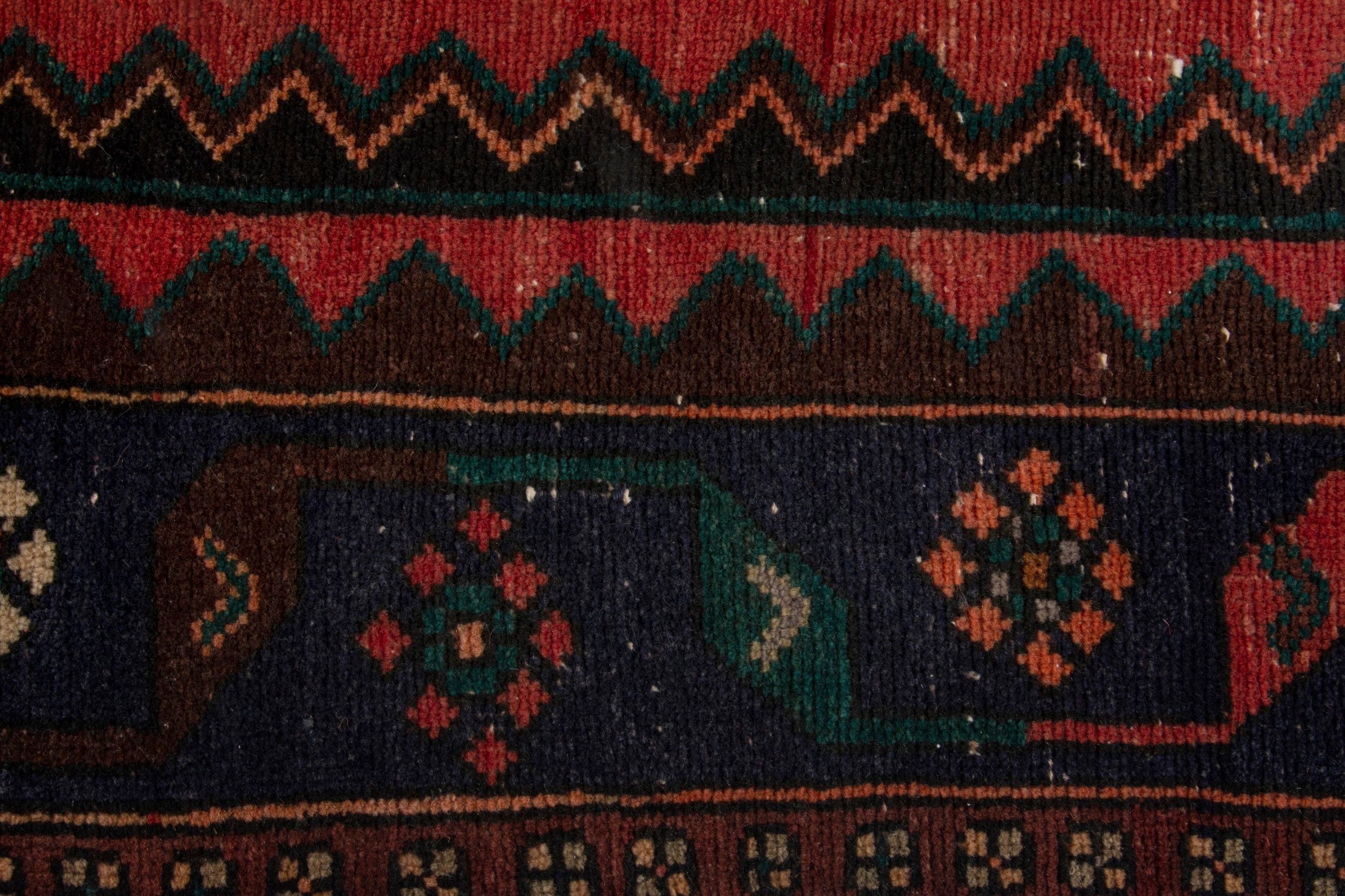 Persian Hamedan area rug in rust and navy, view 14 of 19