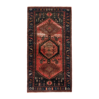 Persian Hamadan runner rug in rust and navy, 4'5" x 9'3"