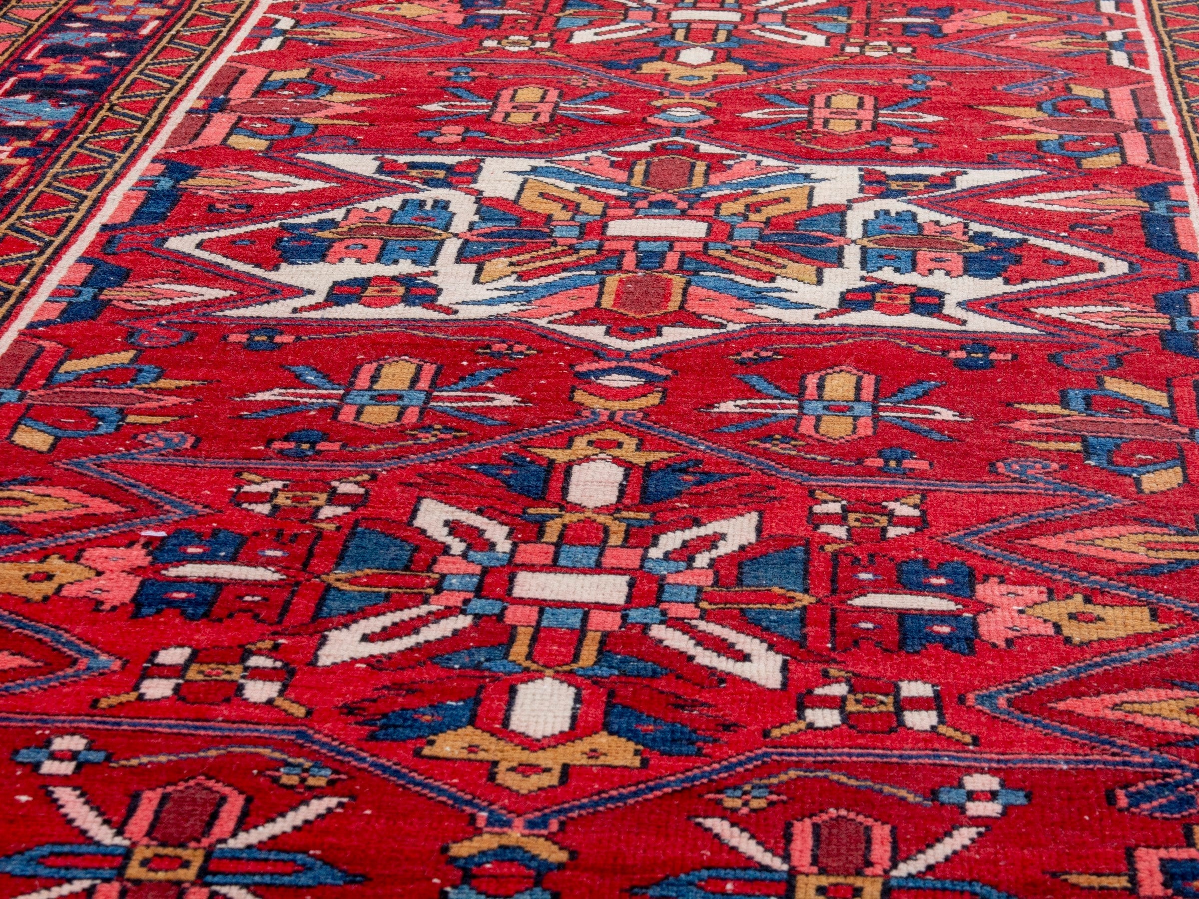 Persian Gorevan runner rug in deep red and navy, view 8 of 21