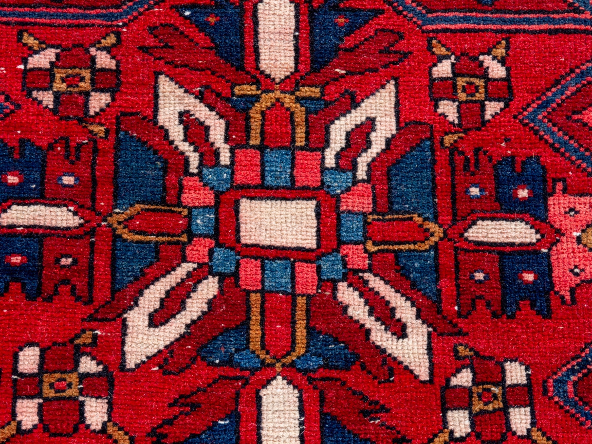 Persian Gorevan runner rug in deep red and navy, view 12 of 21