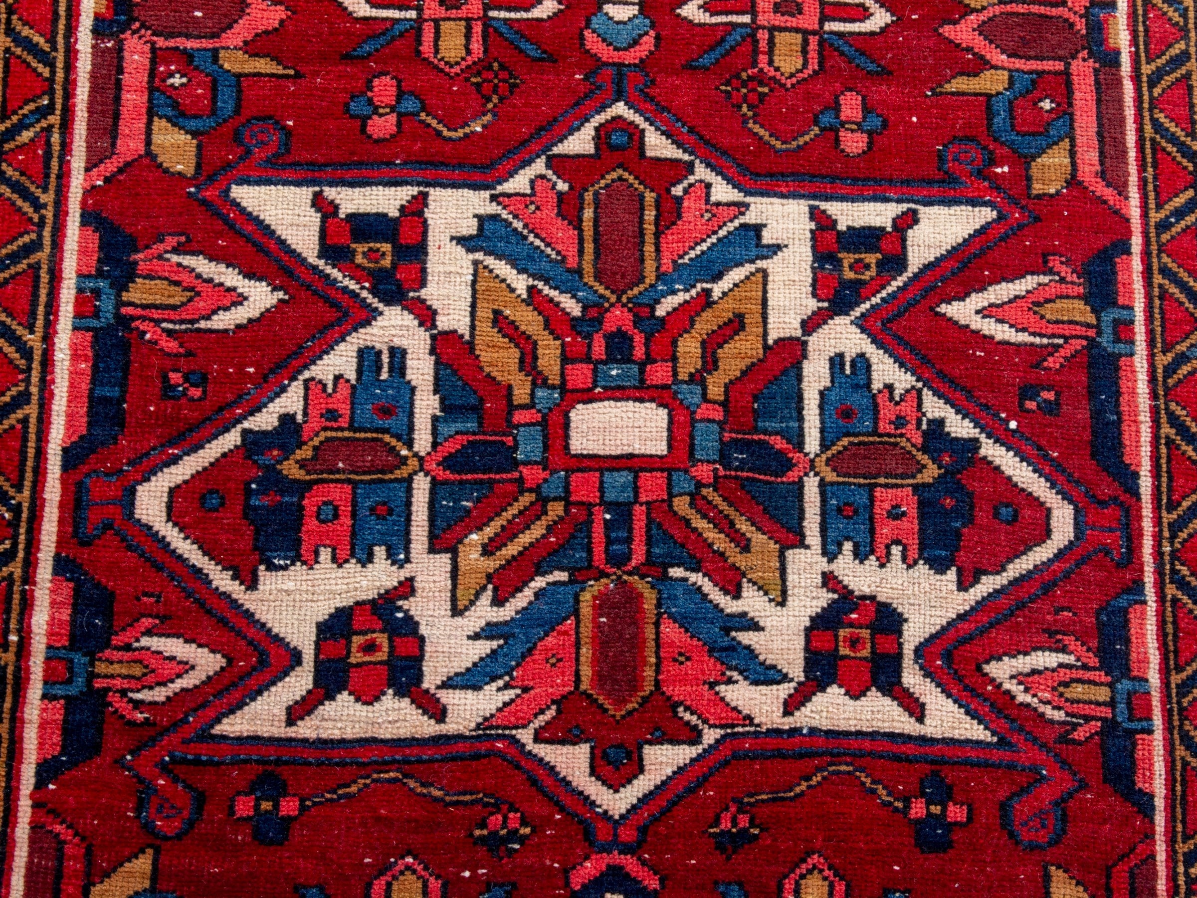 Persian Gorevan runner rug in deep red and navy, view 13 of 21