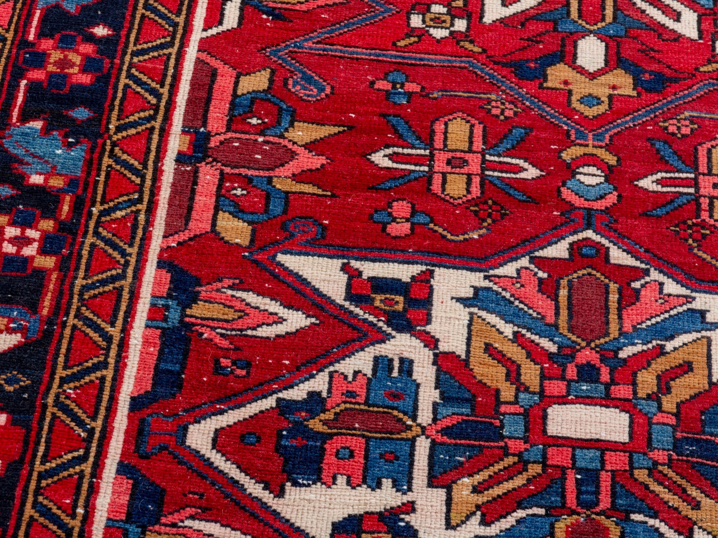 Persian Gorevan runner rug in deep red and navy, view 9 of 21