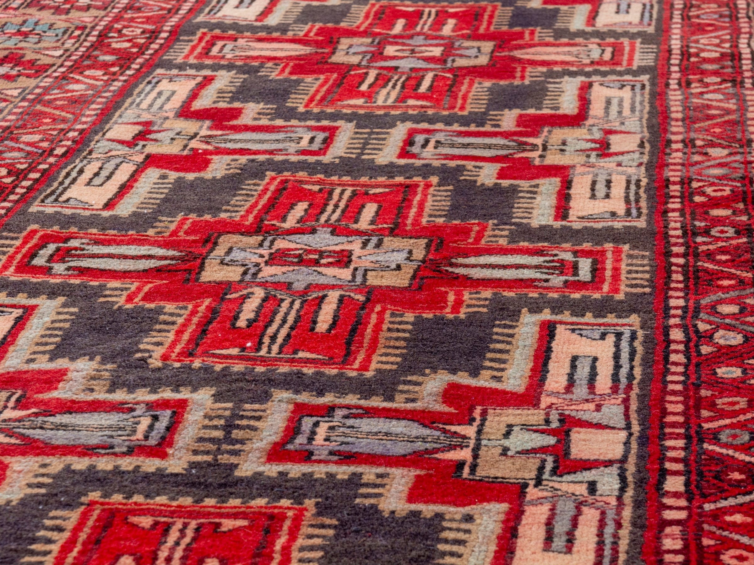 Persian Ardabil runner rug in deep red and cream, view 8 of 19