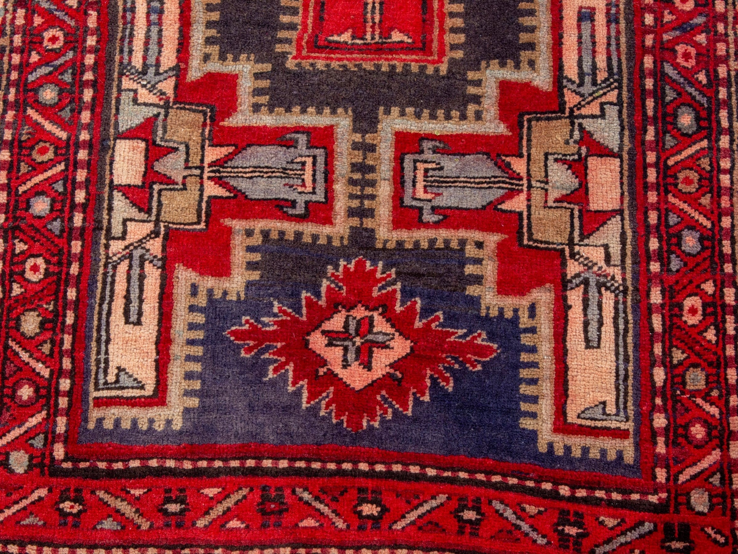 Persian Ardabil runner rug in deep red and cream, view 11 of 19