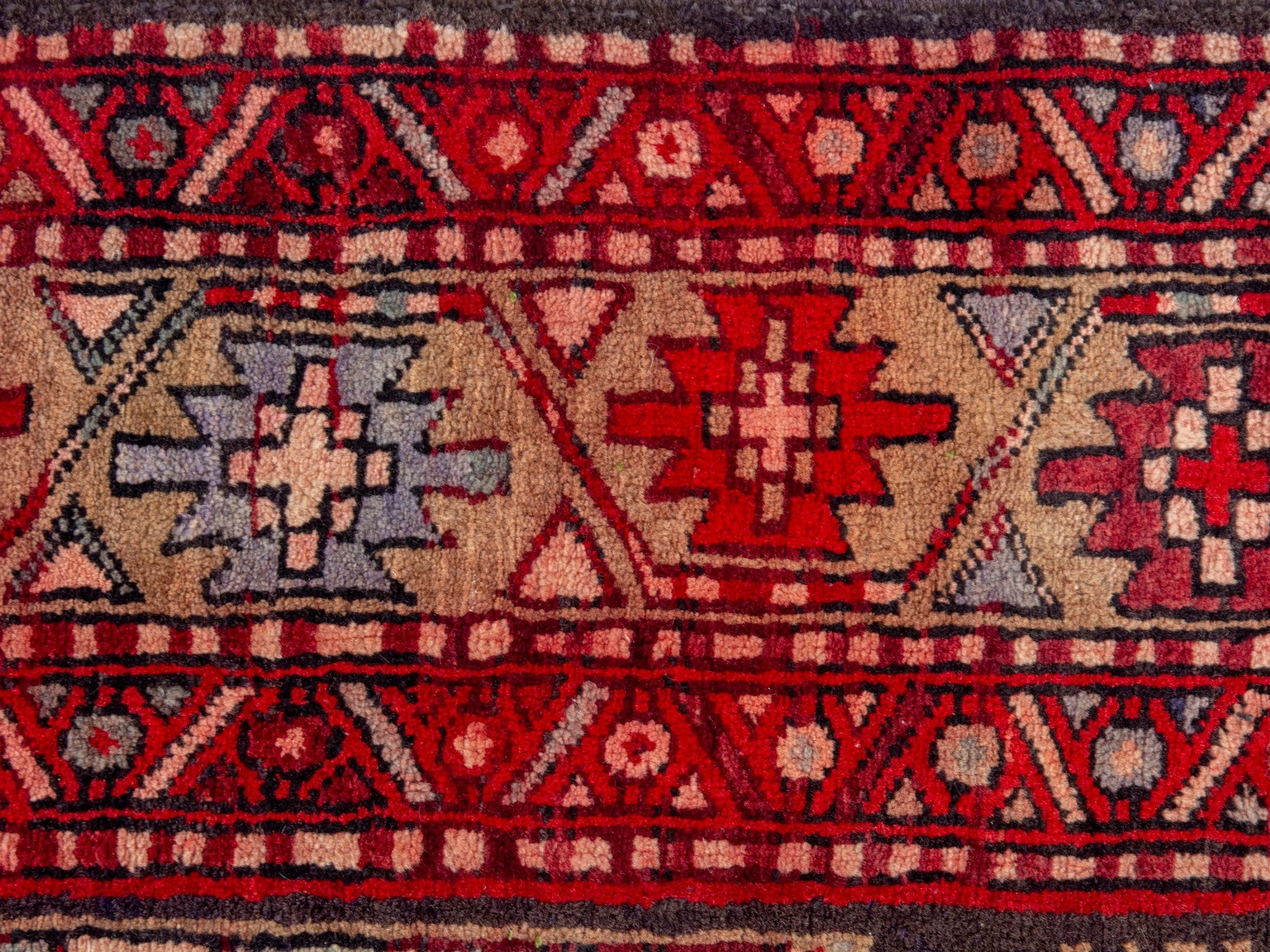 Persian Ardabil runner rug in deep red and cream, view 13 of 19