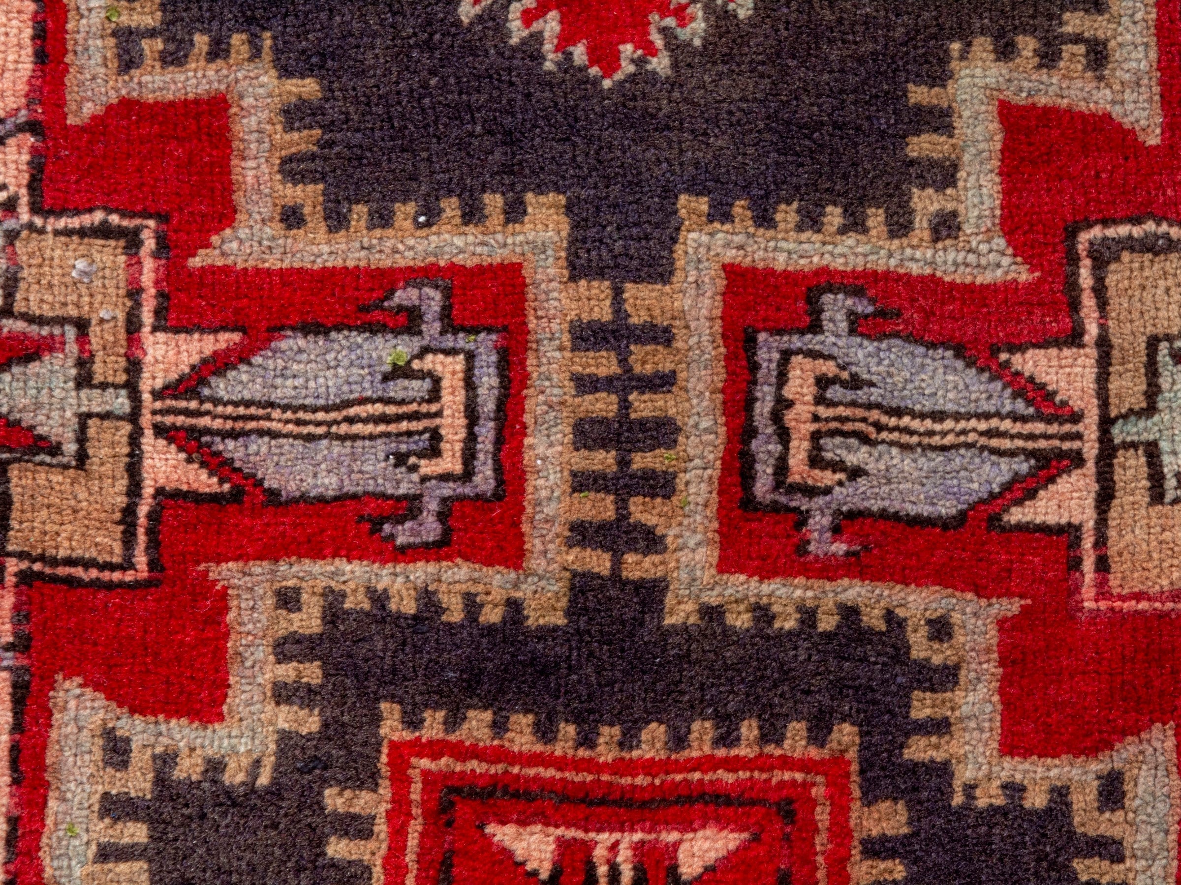 Persian Ardabil runner rug in deep red and cream, view 14 of 19