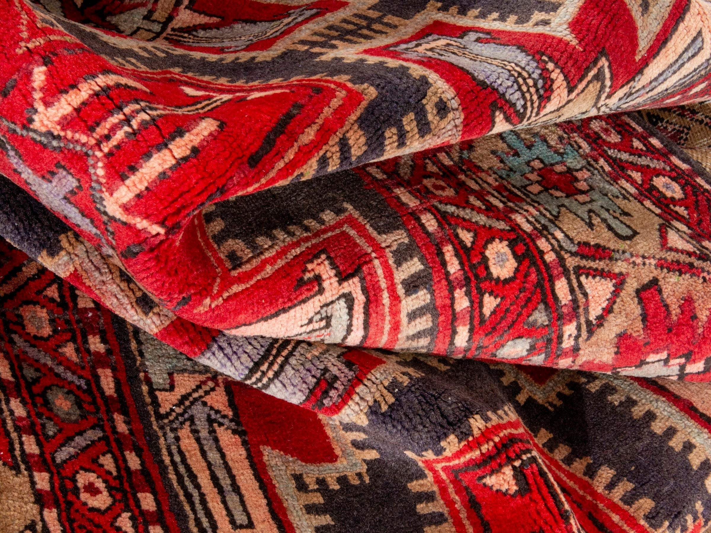 Persian Ardabil runner rug in deep red and cream, view 15 of 19
