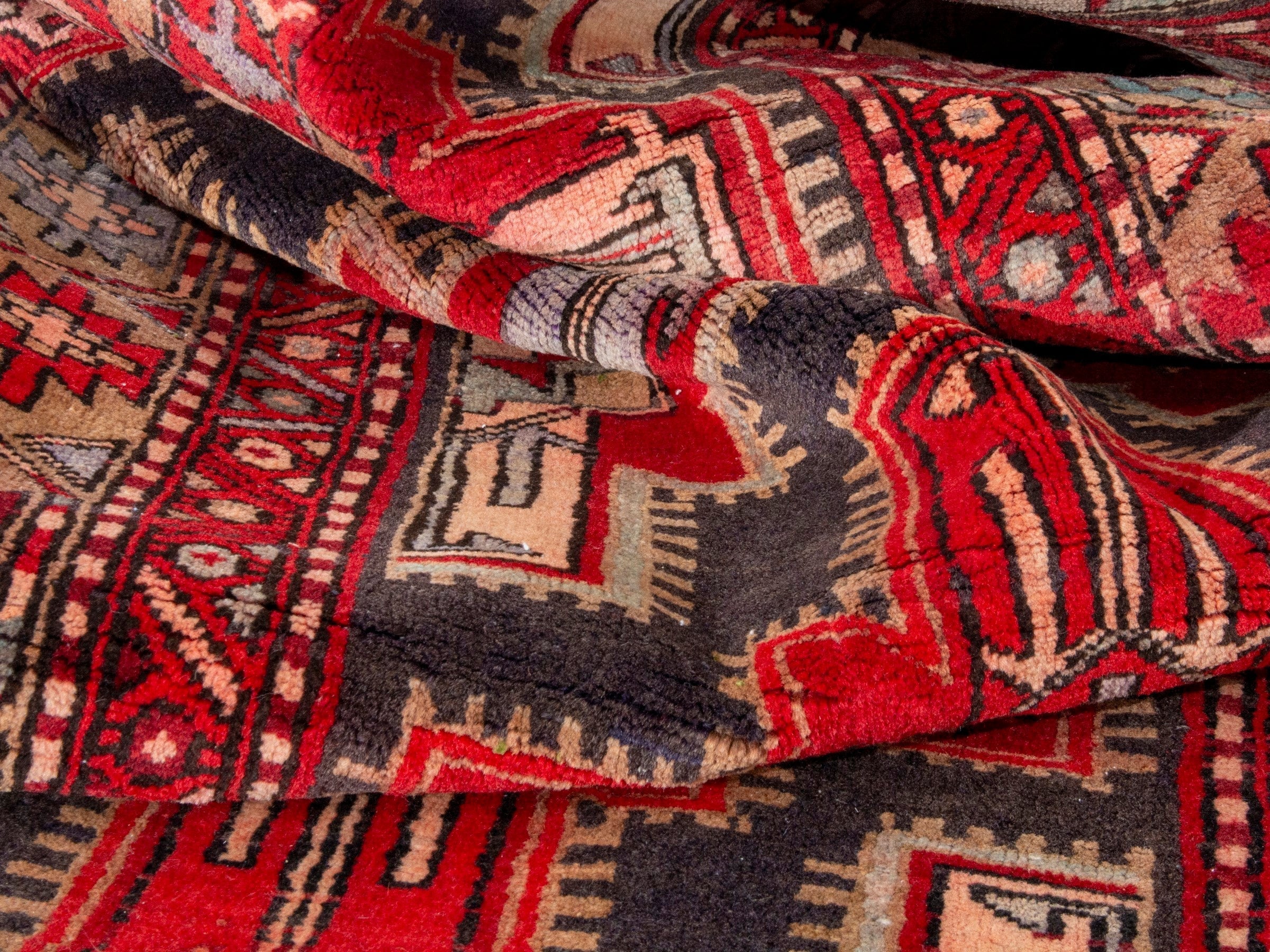 Persian Ardabil runner rug in deep red and cream, view 17 of 19