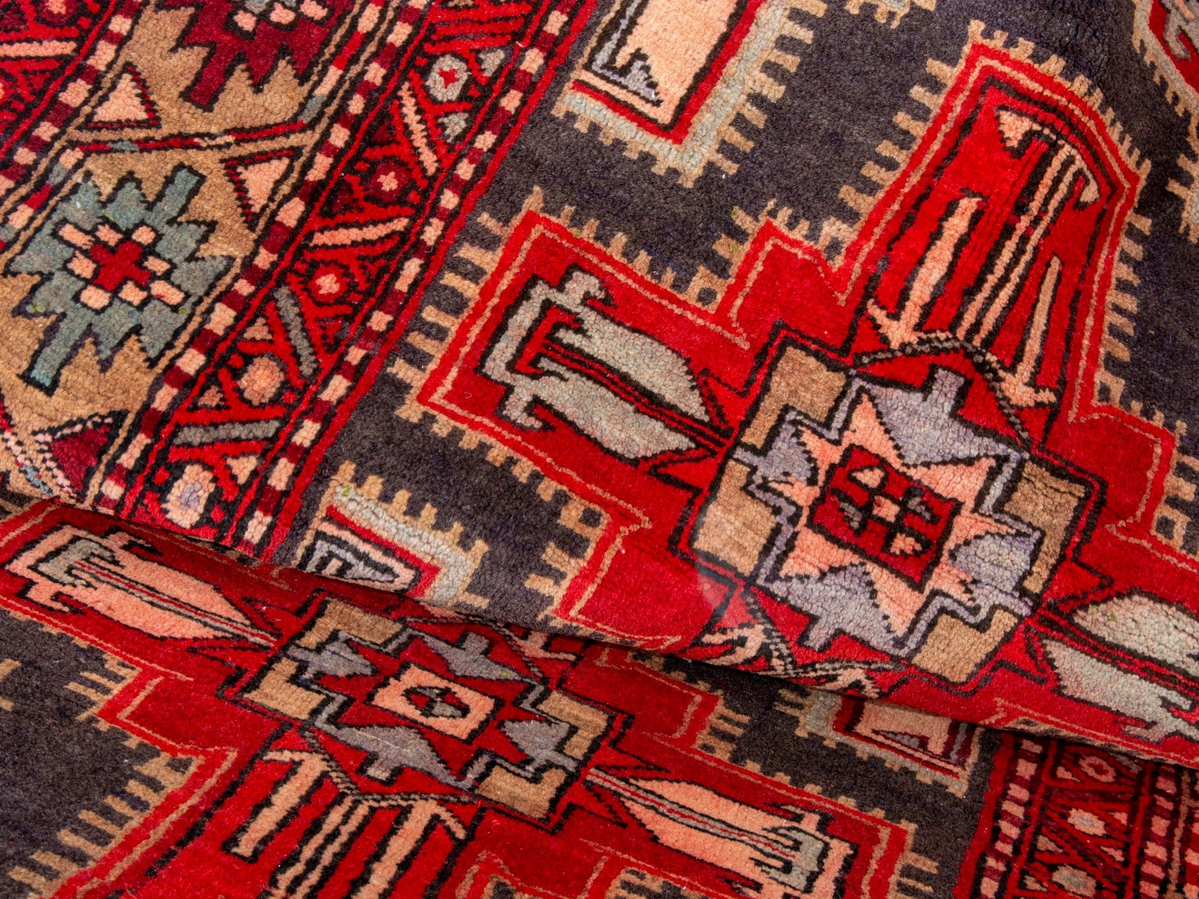 Persian Ardabil runner rug in deep red and cream, view 18 of 19