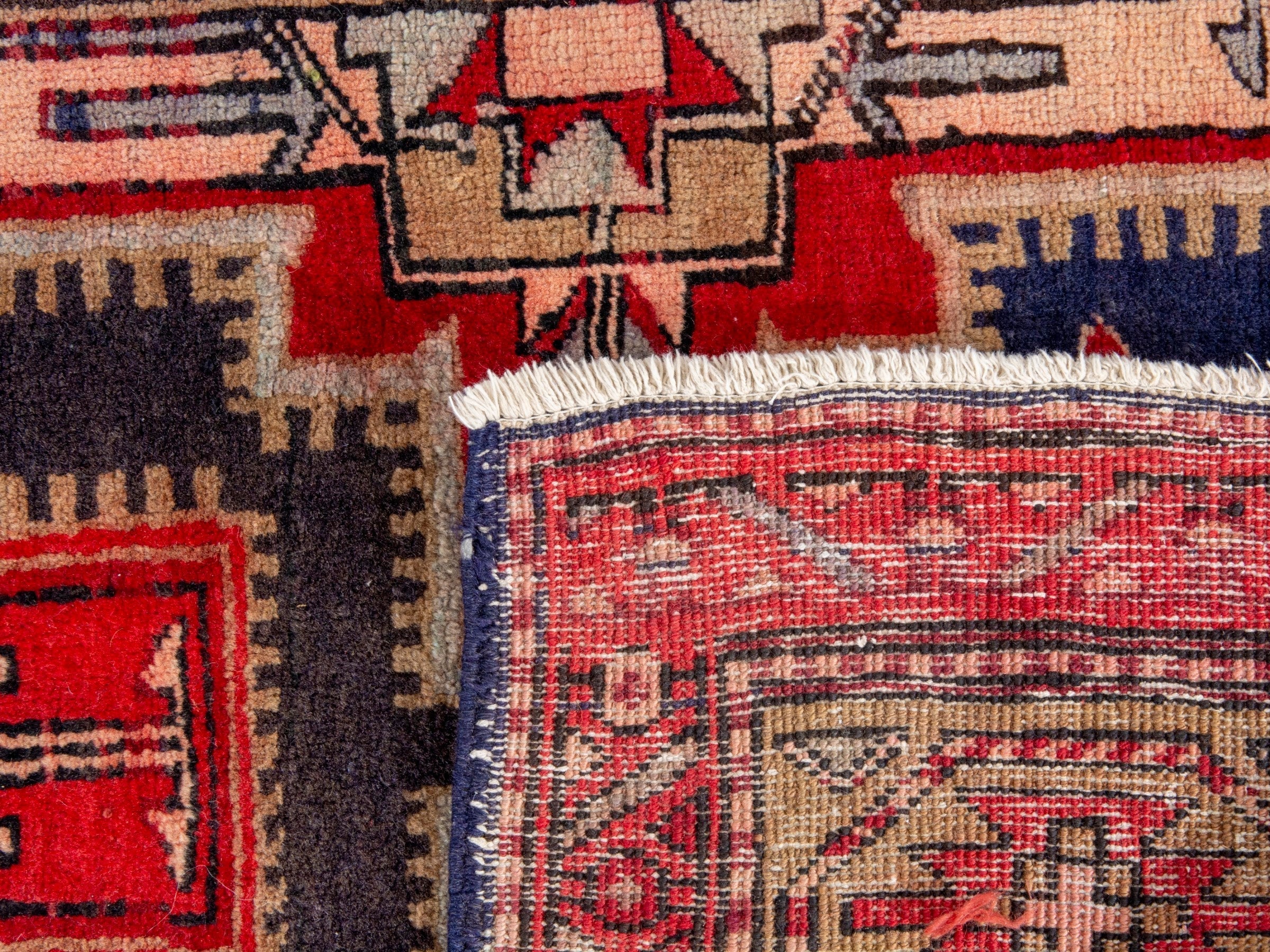 Persian Ardabil runner rug in deep red and cream, view 19 of 19