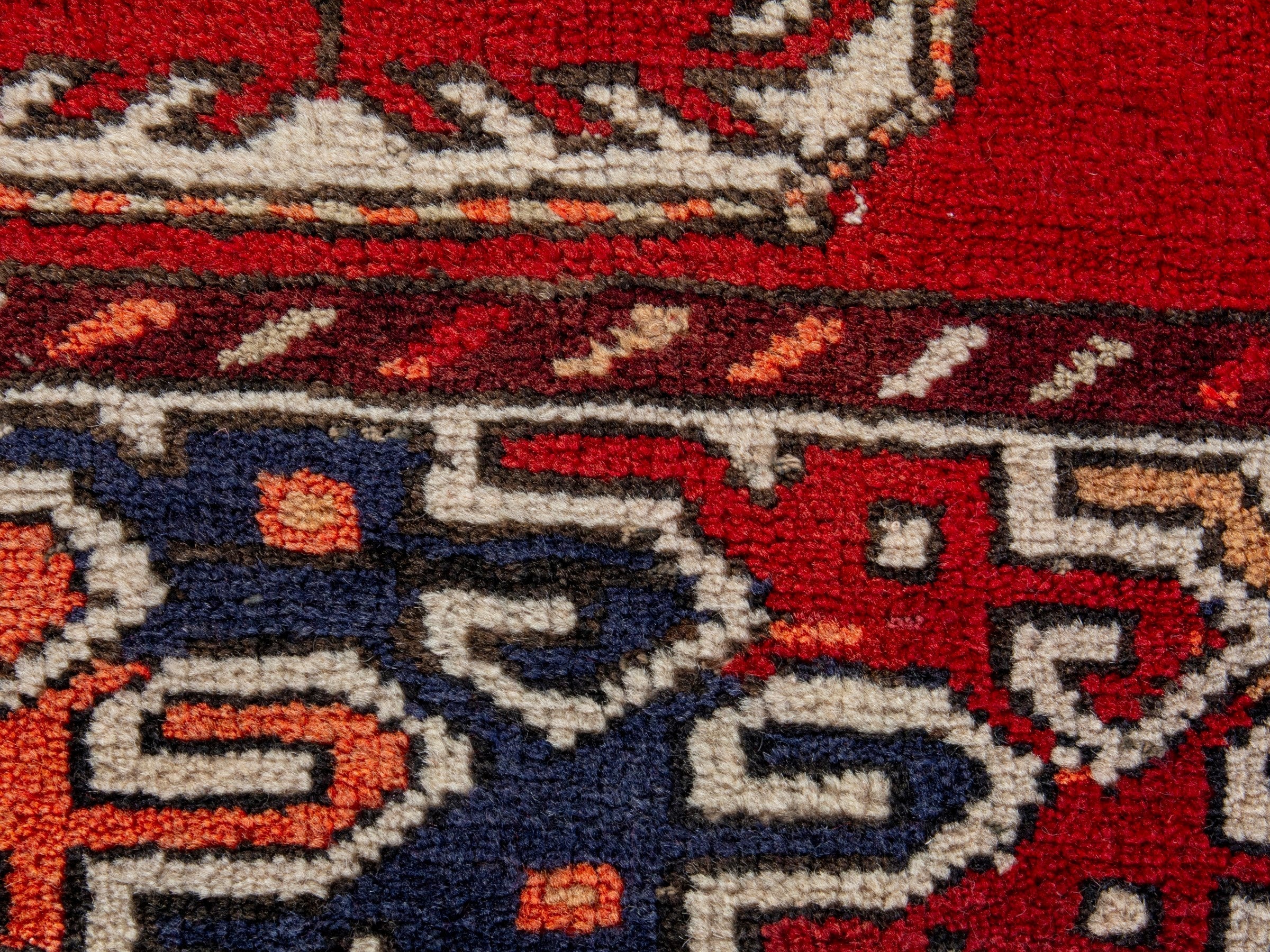 Persian Azerbaijan runner rug in deep red and cream, view 11 of 20